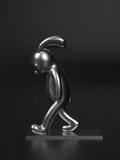 Walking Rabbit Stainless Steel Sculpture Black & Gold