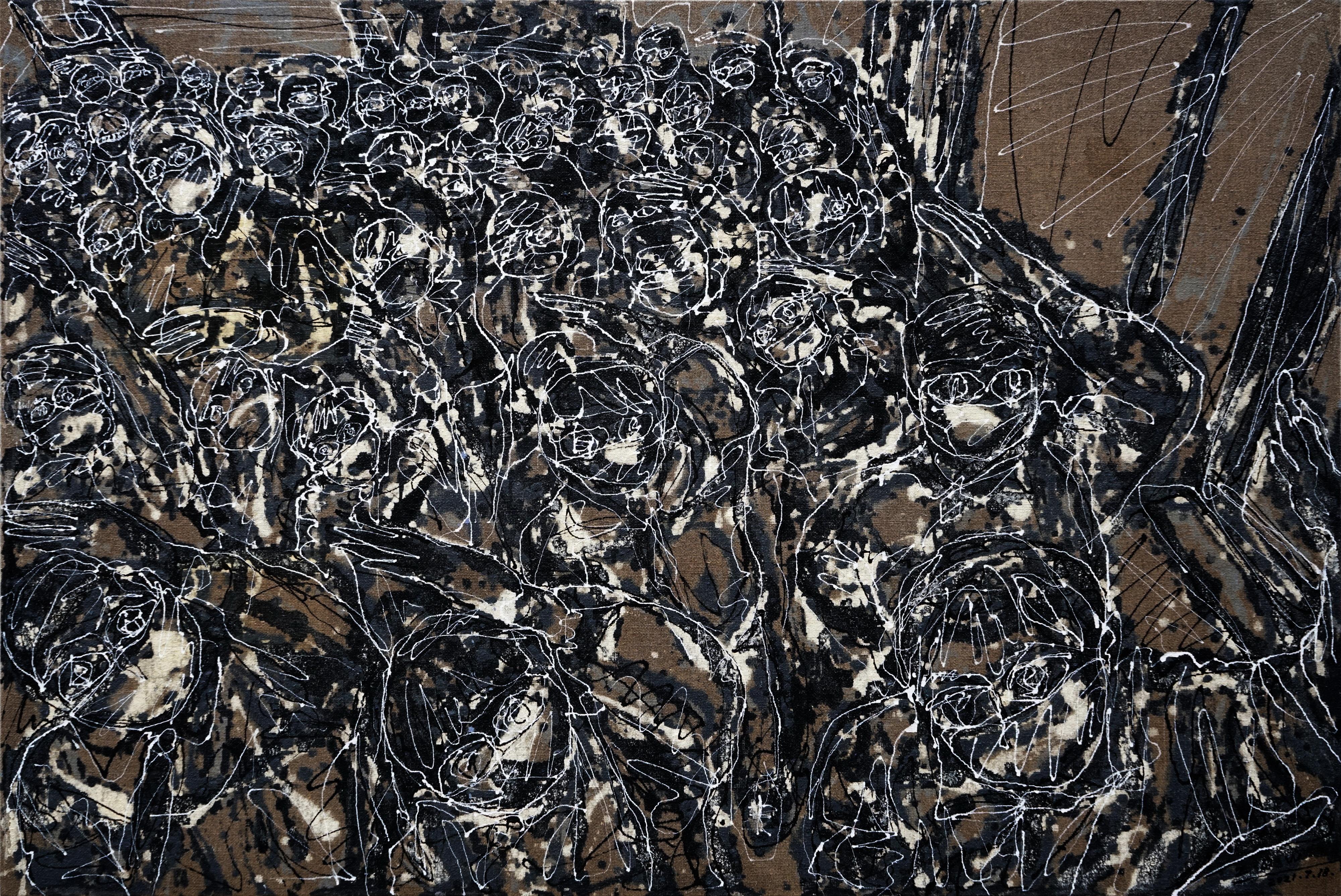Zhao De-Wei is a Chinese artist born in 1960 who lives & works in Beijing, China. Zhao’s art was initially based on Pollock’s select sprinkling techniques, but he also brings more concrete expressions related to Chinese artists particularly their