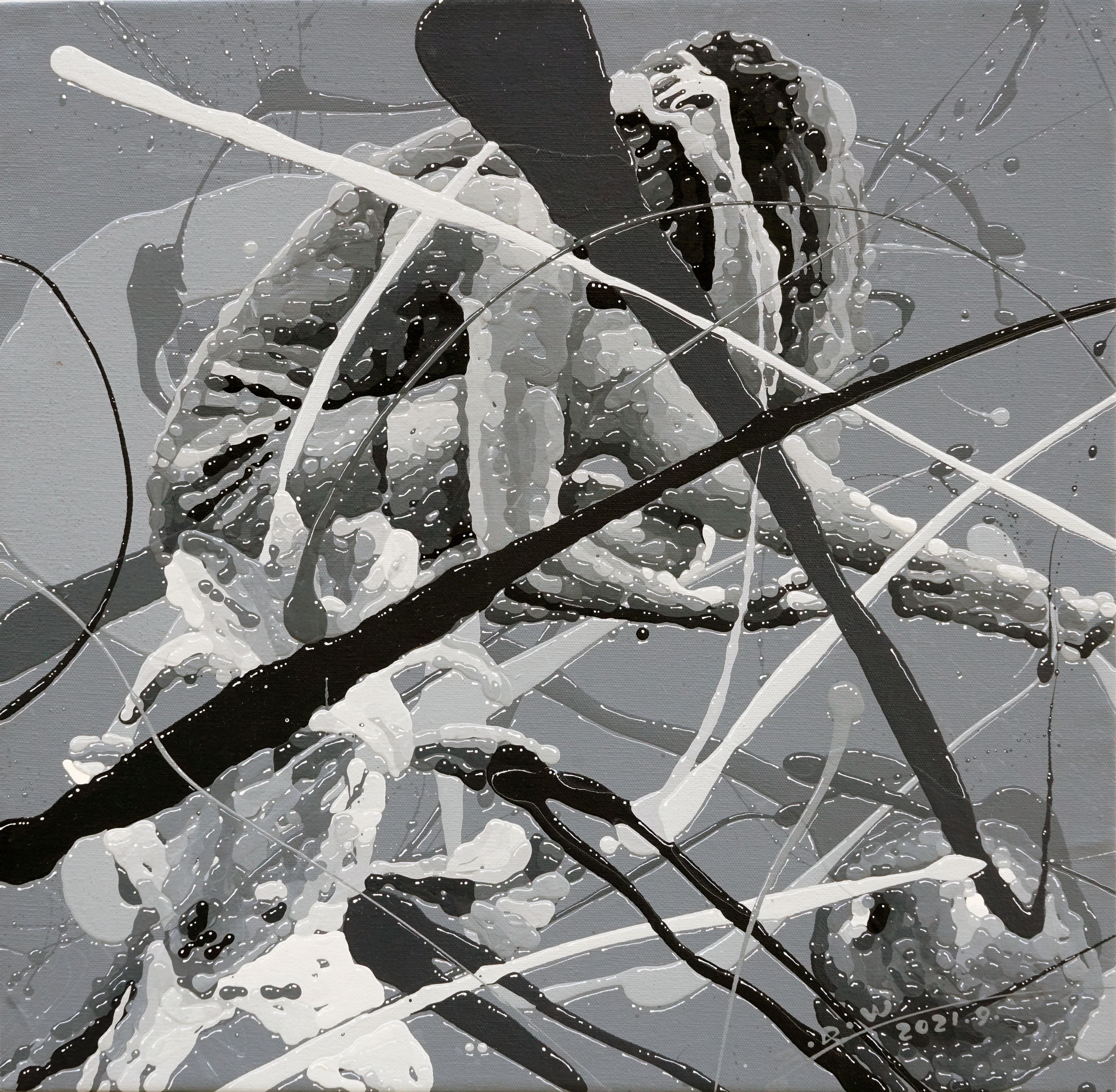 Chinesische zeitgenössische chinesische Kunst von Zhao De-Wei - Character Series, Mädchen und Apfel
