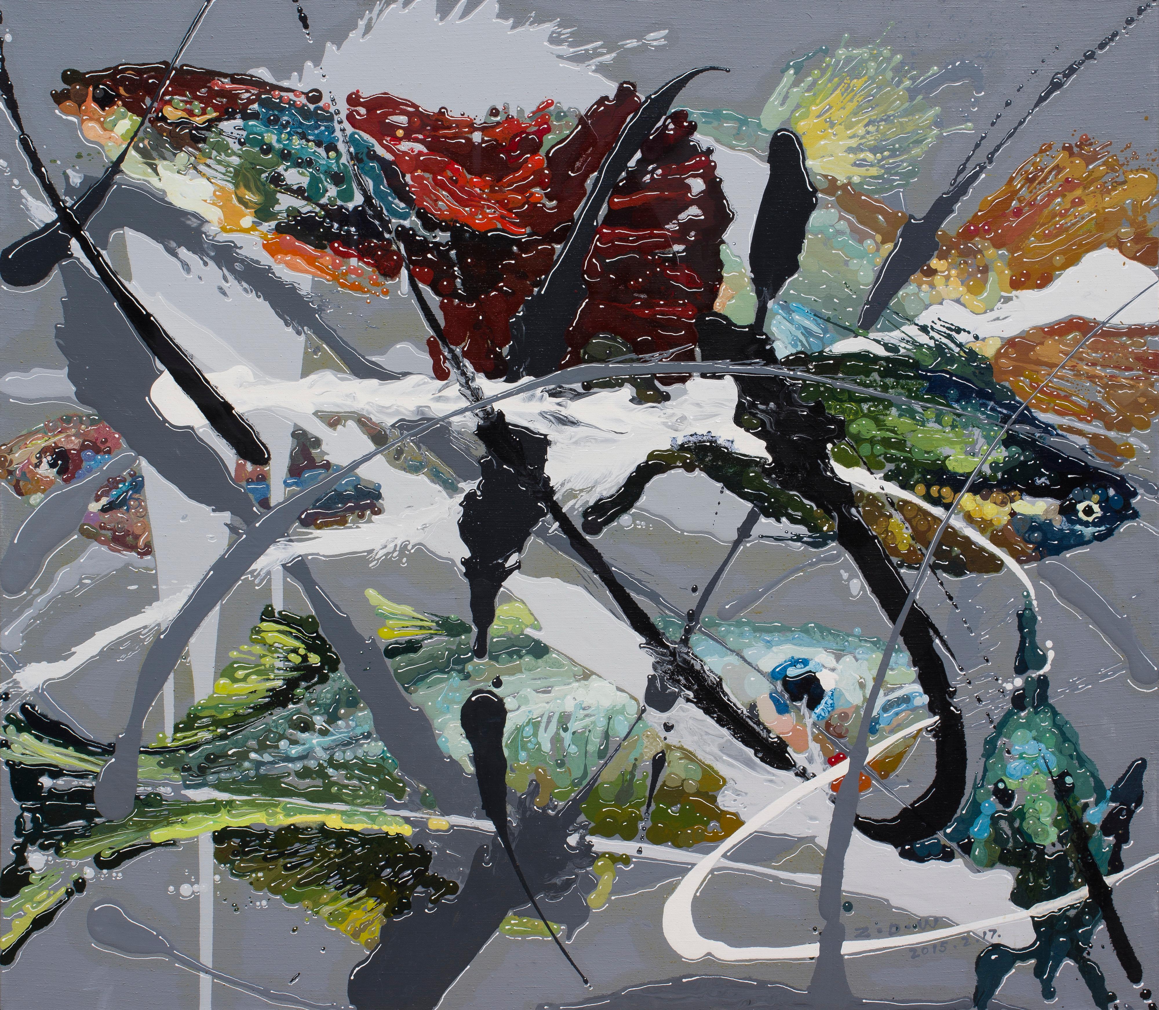 Zhao De-Wei est un artiste chinois né en 1960 qui vit et travaille à Pékin, en Chine. L'art de Zhao était initialement basé sur les techniques de saupoudrage sélectif de Pollock, mais il apporte également des expressions plus concrètes liées aux