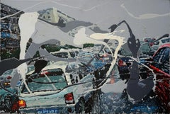 Chinese Contemporary Art by Zhao De-Wei - Urban Landscape Series, On The Road