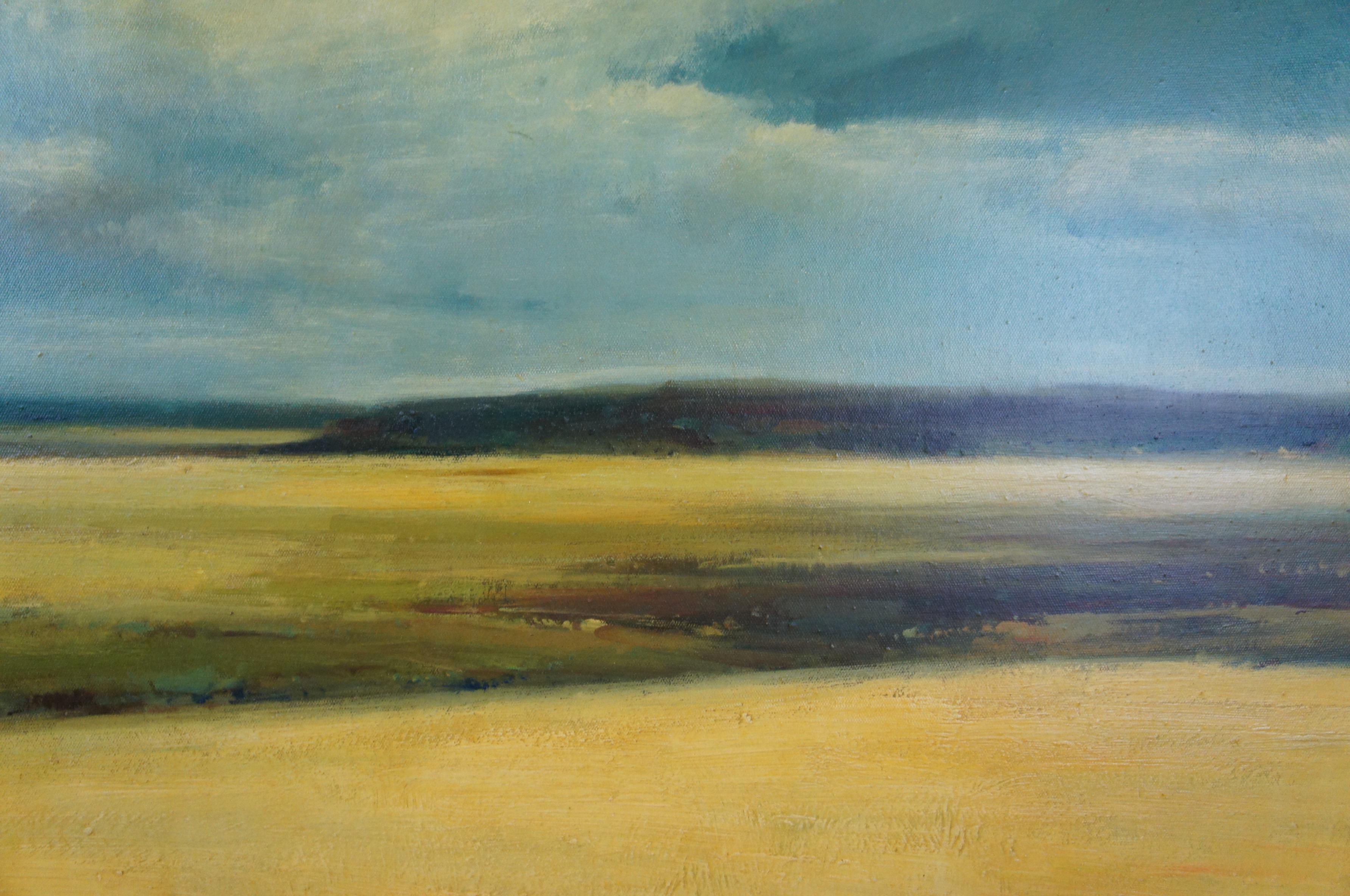 Peinture à l'huile impressionniste de Zhao Huxie « Clifton » - Paysage de Prairie encadrée 52