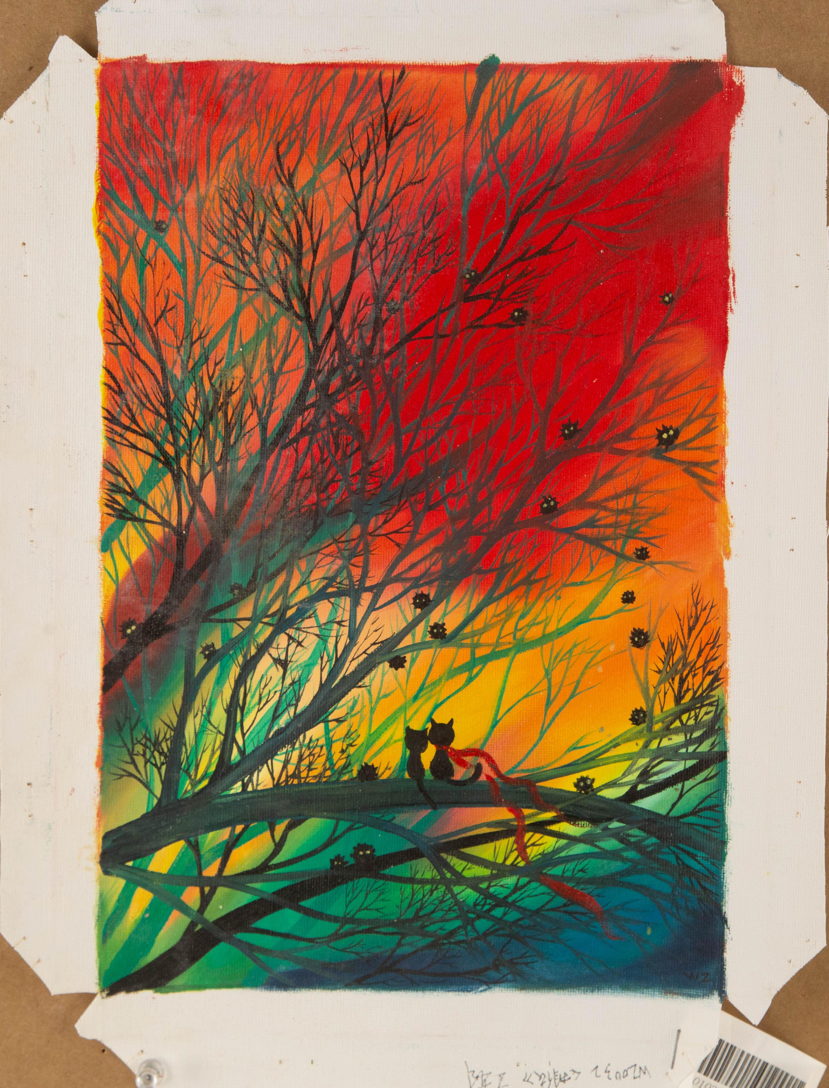 Zhao Wang Landschaft Original-Acryl auf Leinwand 