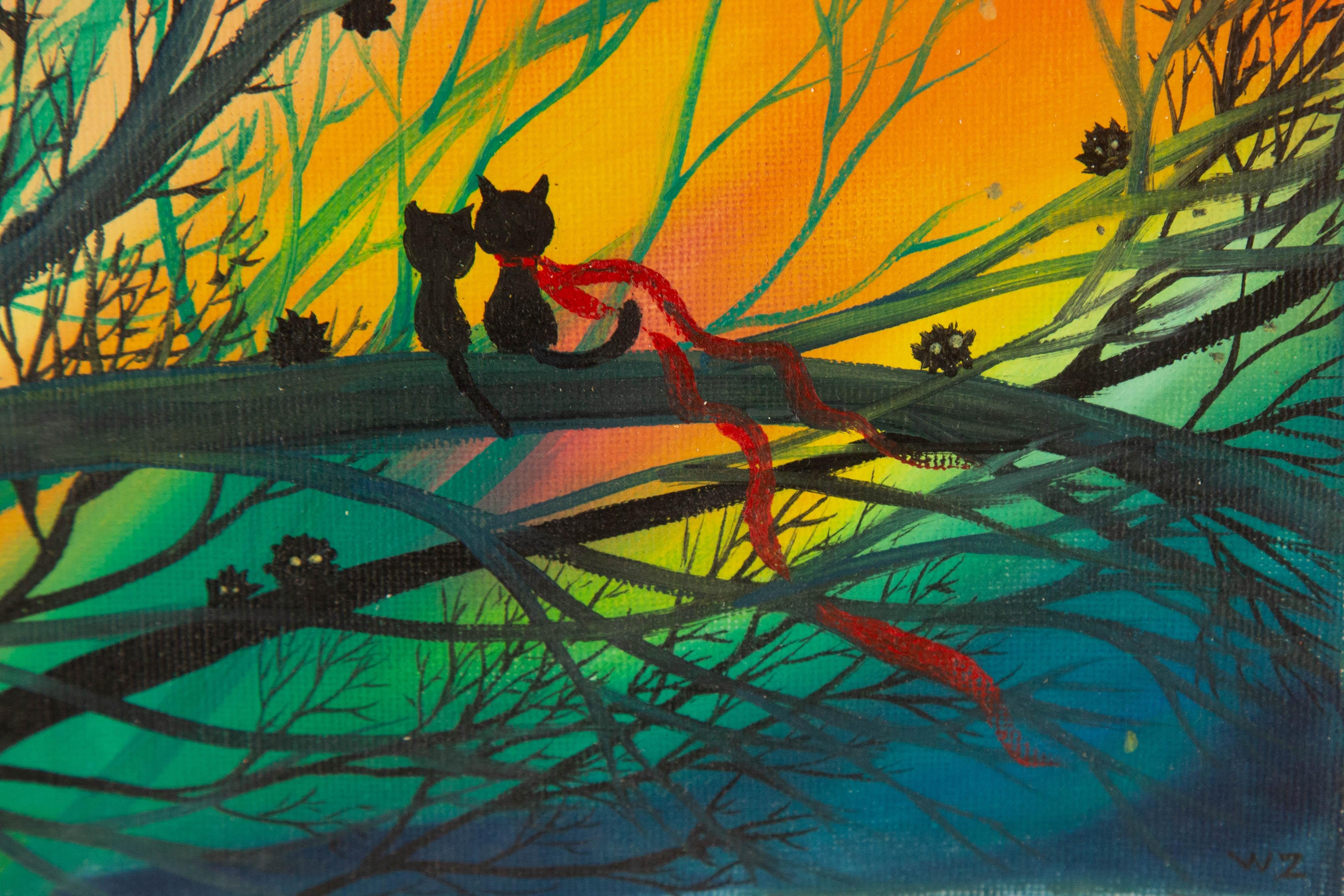 Zhao Wang Landschaft Original-Acryl auf Leinwand 