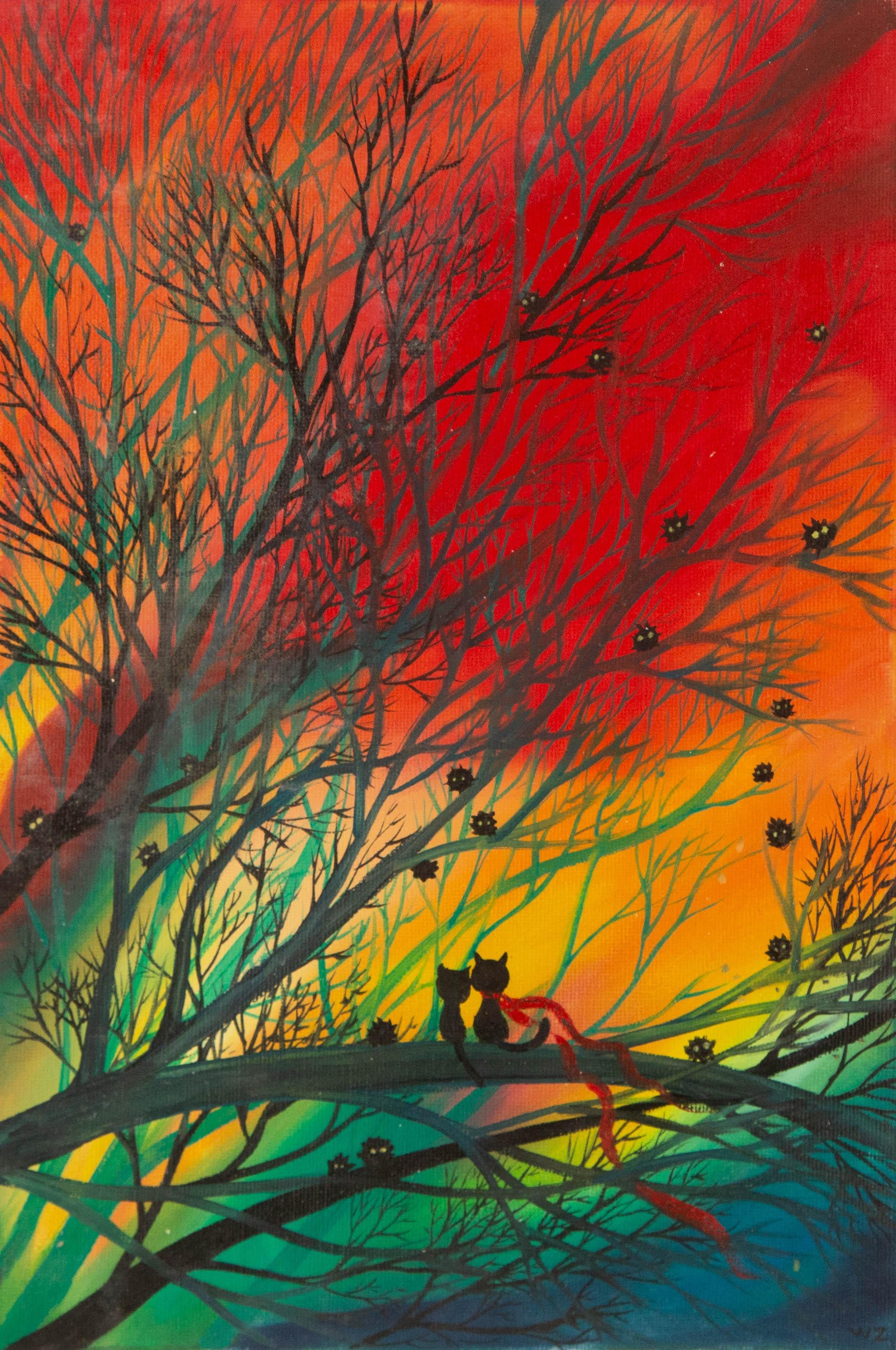 Zhao Wang Landschaft Original-Acryl auf Leinwand "Together"