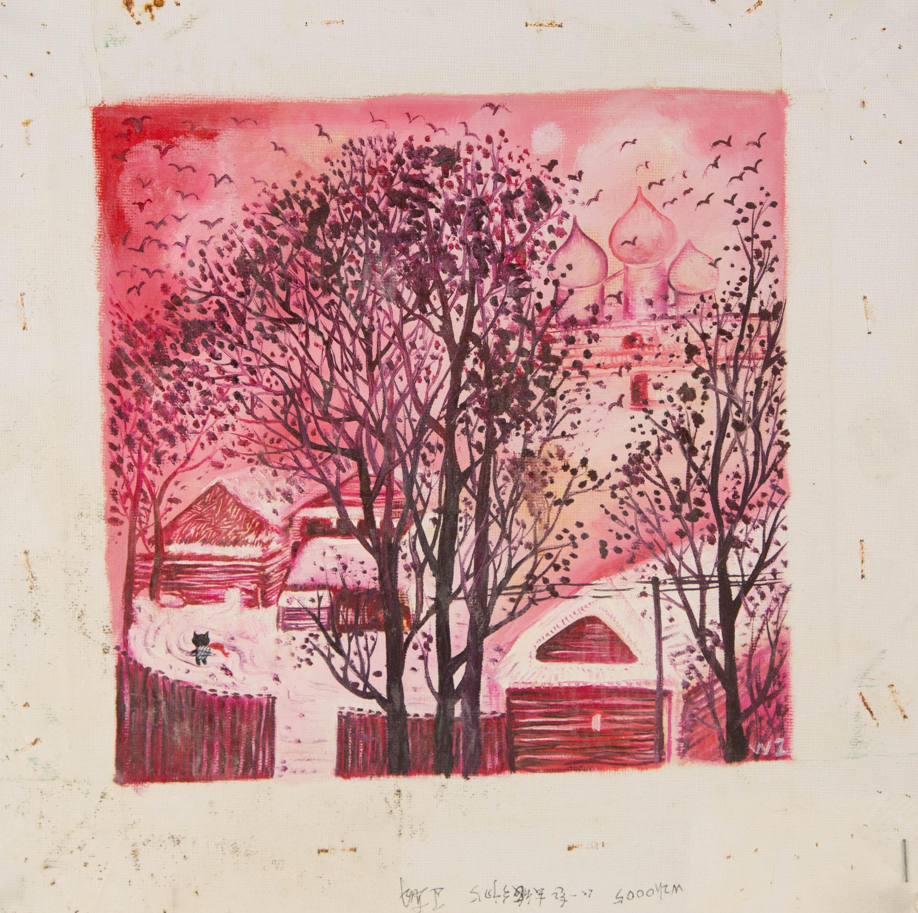 Zhao Wang Landschaft Original-Acryl auf Leinwand 