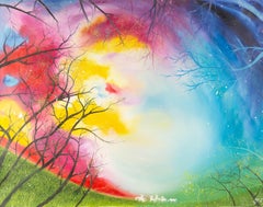 Zhao Wang Landschaft Original Öl auf Leinwand "Spaziergang durch das Licht"