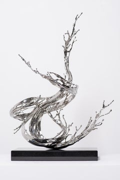 Contemporary Chinese small stainless steel sculpture inspired by water