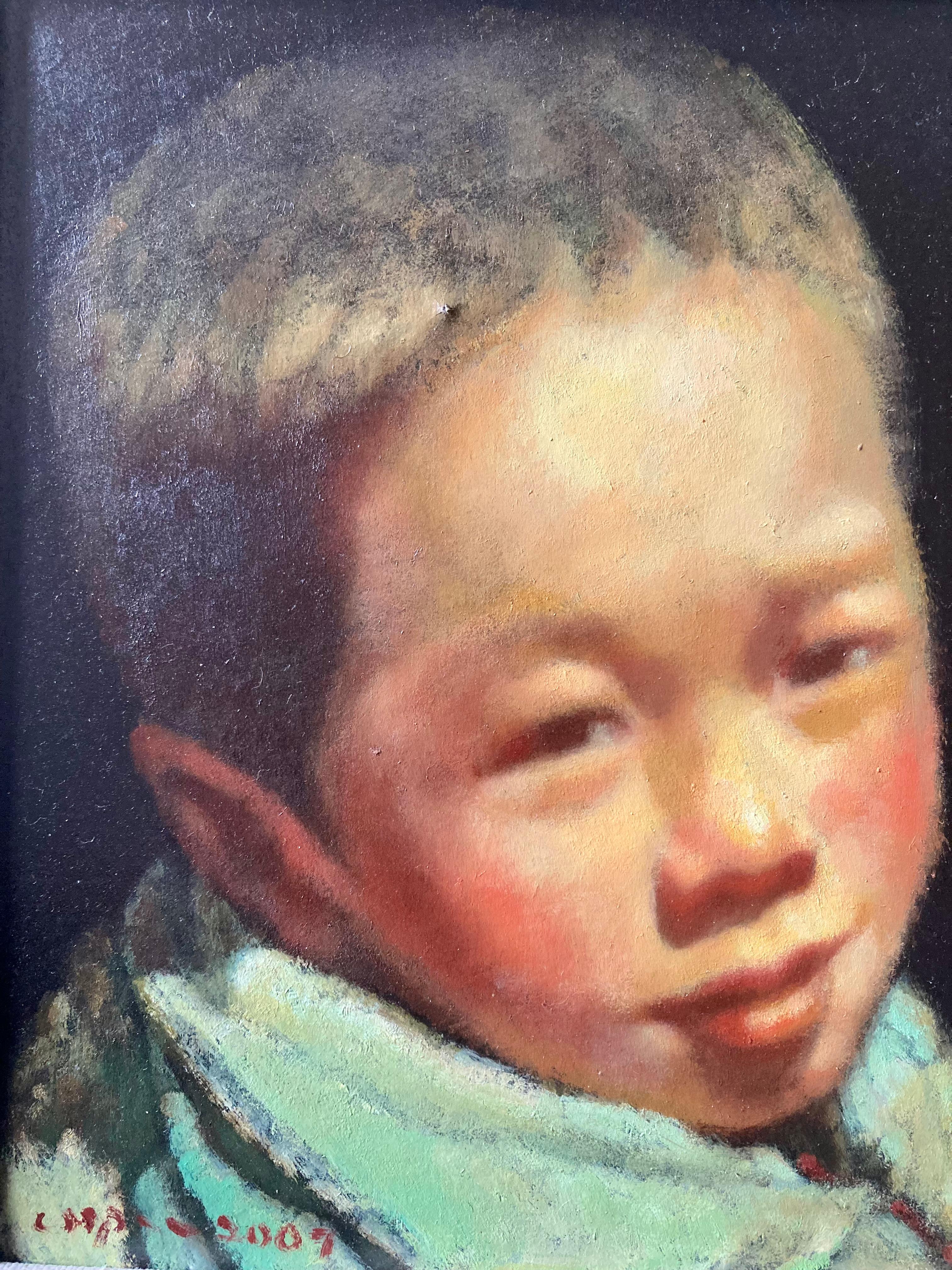This is an Zheng Zhiyue (Chinese b. 1957) Oil on Canvas. In good condition measures 15x15.