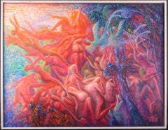 Huile surréaliste originale de Zhengdao Zhang « Dance With Phoenix » (Dance avec phénix)