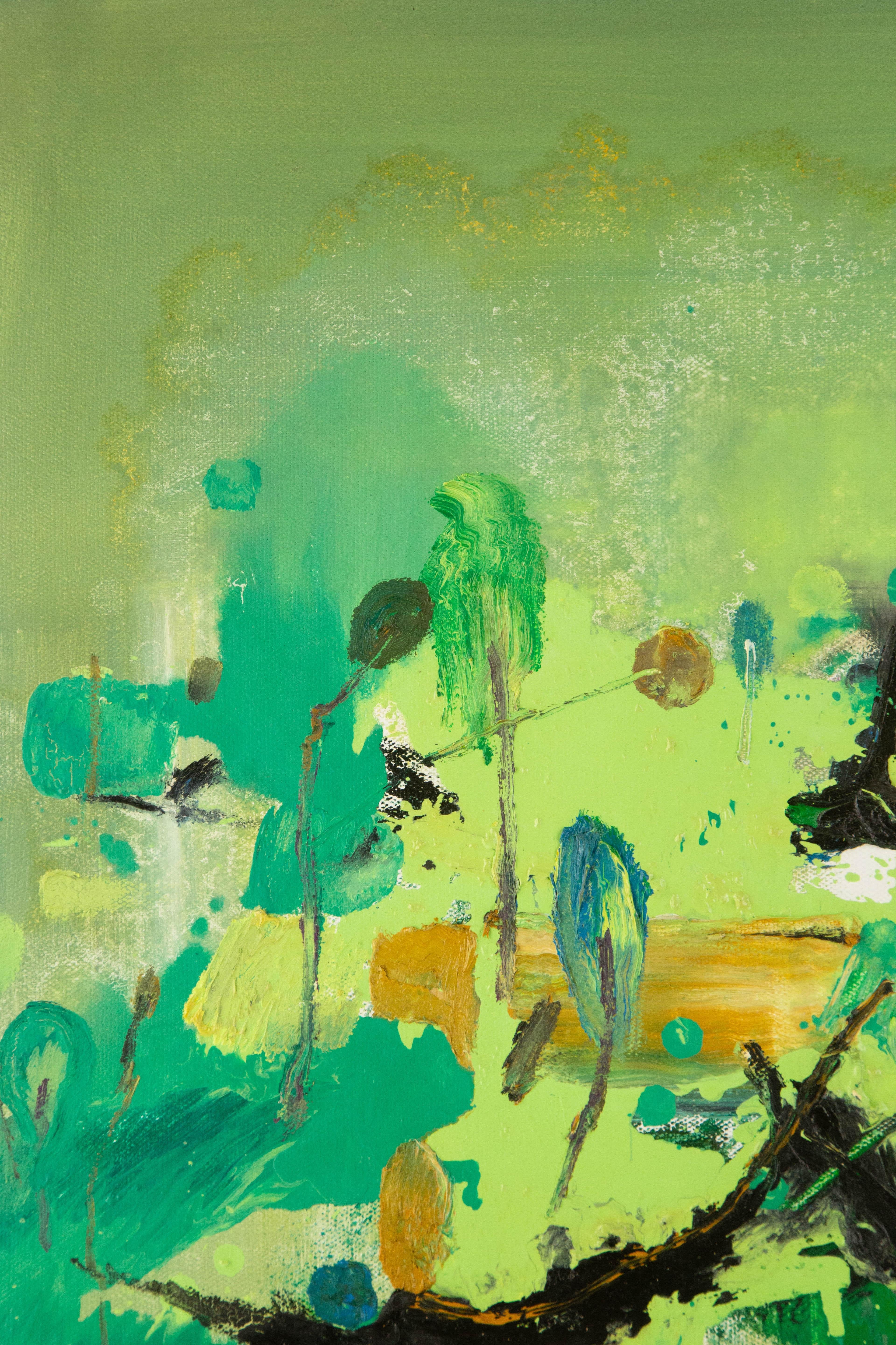 ZhengZhong Liu, technique mixte abstraite originale « Le monde vert » en vente 1