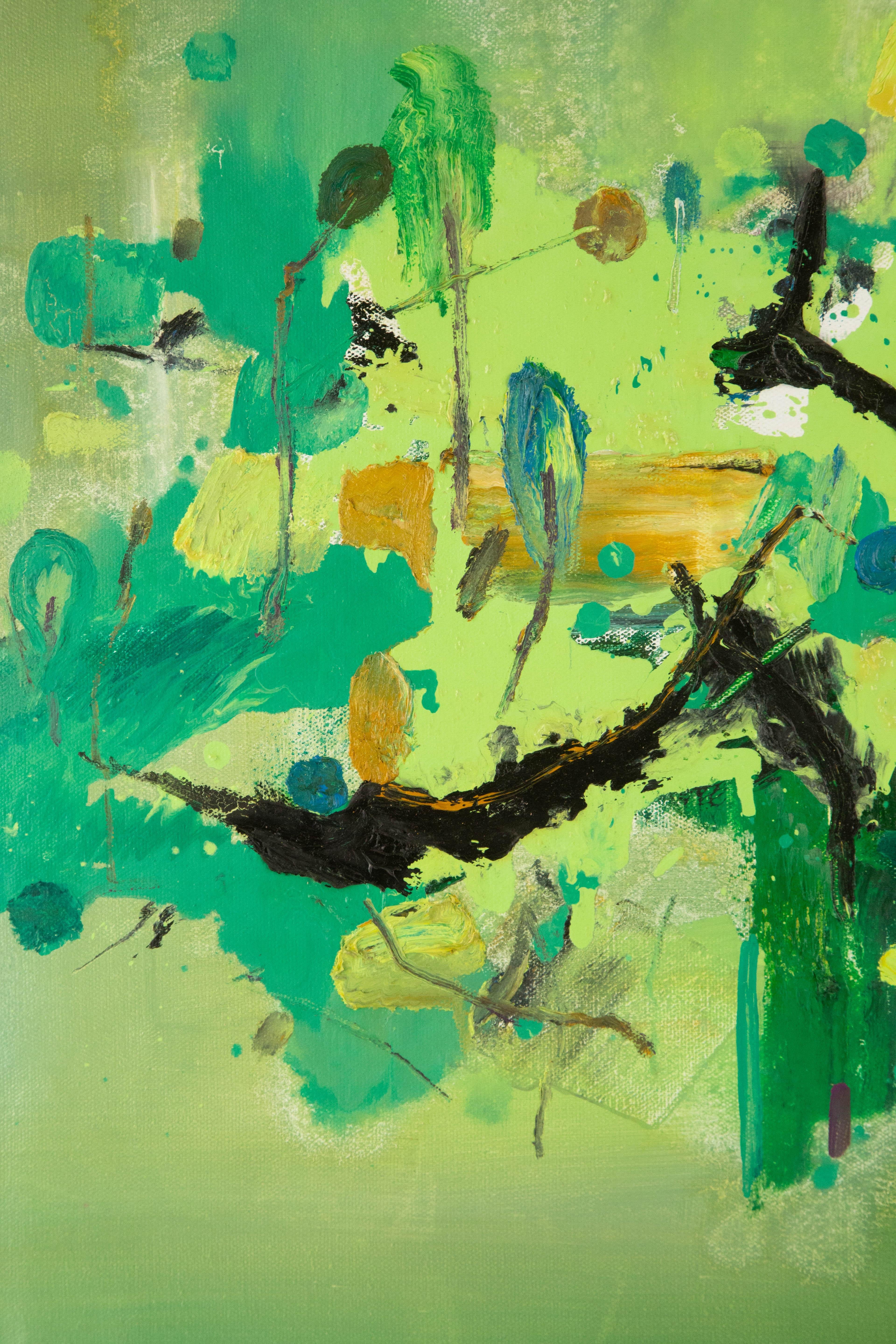 ZhengZhong Liu, technique mixte abstraite originale « Le monde vert » en vente 2
