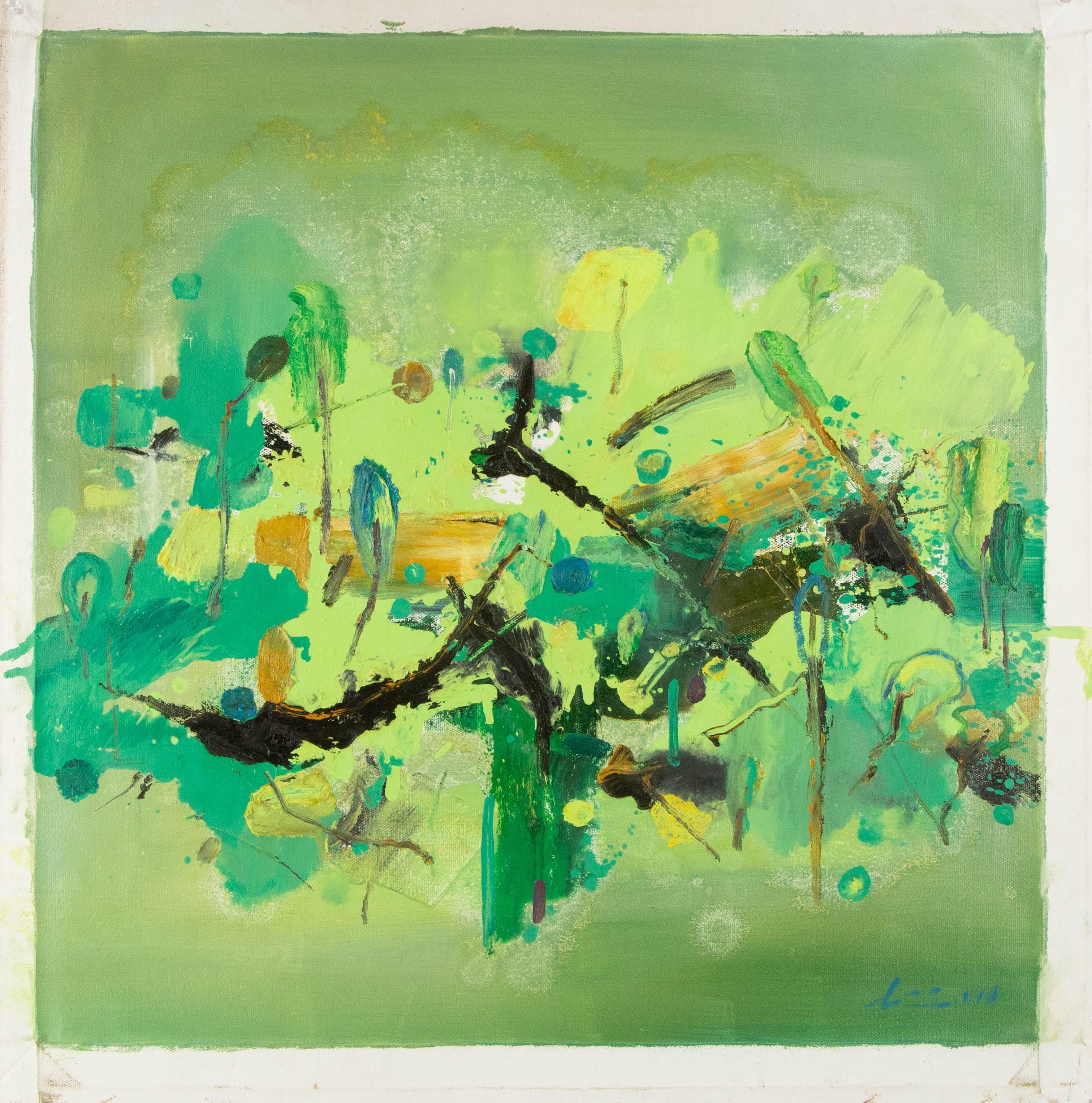 ZhengZhong Liu, technique mixte abstraite originale « Le monde vert » en vente 7