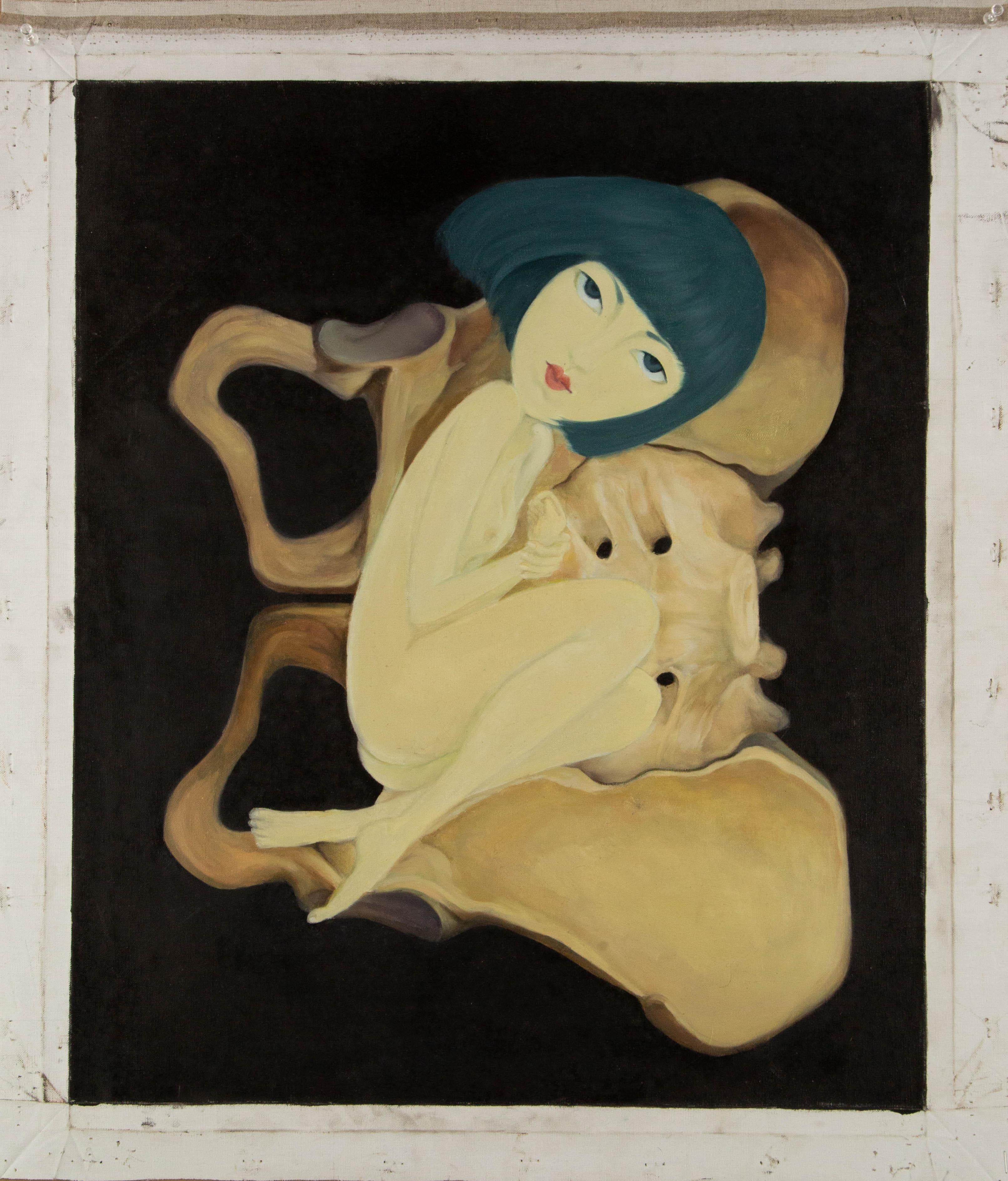 Zhenlin Liu Surrealistisches Original Ölgemälde auf Leinwand „Lovely Bones“ im Angebot 5