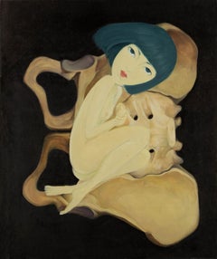 Zhenlin Liu Óleo original surrealista sobre lienzo "Huesos encantadores"