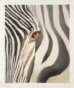 Zhenpeng Zhou Tier Original Öl auf Leinwand "Ein Auge des Zebras"