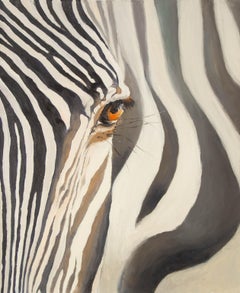 Zhenpeng Zhou Animal Original Oil On Canvas "One Eye of Zebra" (Un œil de zèbre)
