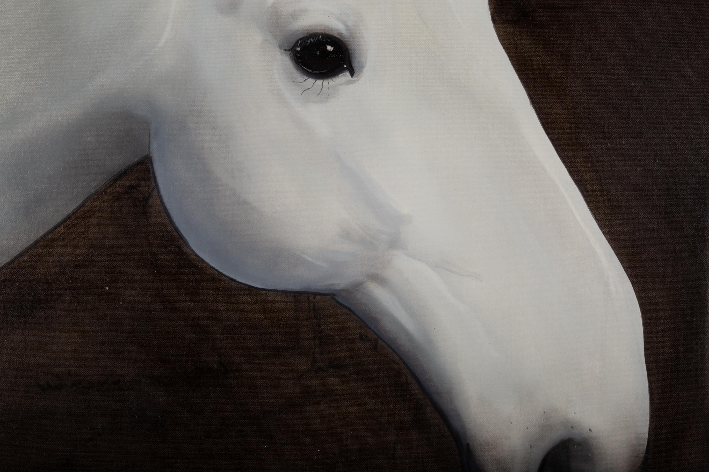 Titolo: Cavallo bianco
Medium: Olio su tela
Dimensioni: 31,5 x 23,5 pollici
Cornice: Possibilità di incorniciatura!
Condizioni: Il dipinto appare in ottime condizioni.

Anno: 2000 circa
Artista: ZhenPeng Zhou
Firma: Non firmato
Posizione della