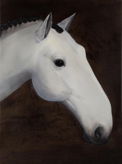 ZhenPeng Zhou Animale olio originale su tela "Cavallo bianco"