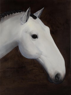 ZhenPeng Zhou Animal Original Oil On Canvas "White Horse"