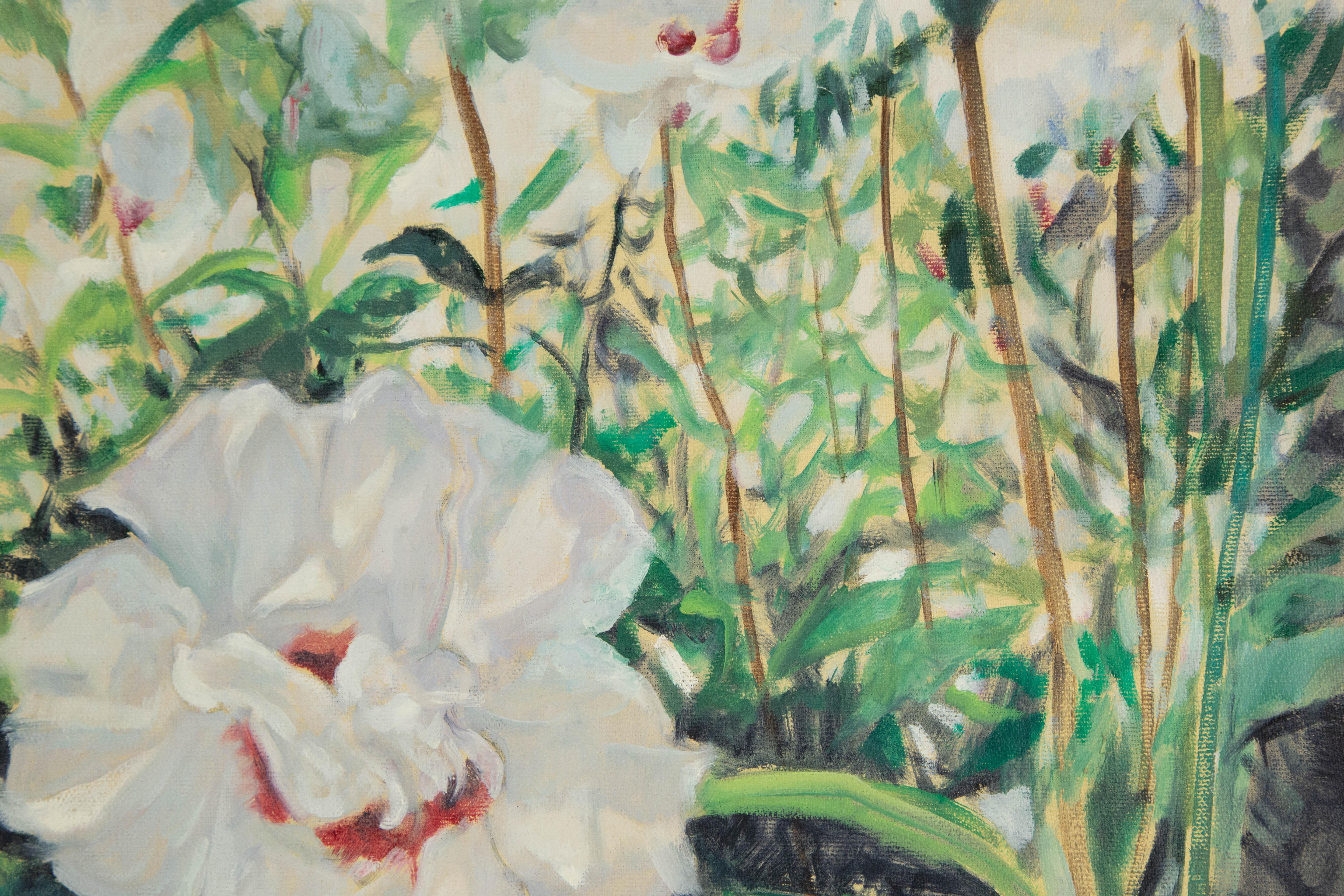  Titre : Hibiscus blanc
 Médium : Huile sur toile
 Taille : 20 x 23 pouces
 Cadre : Options d'encadrement disponibles !
 Condit : Le tableau semble être en excellent état.
 Note : Cette peinture n'est pas tendue
 Année : 2016
 Artistics : ZhenPeng
