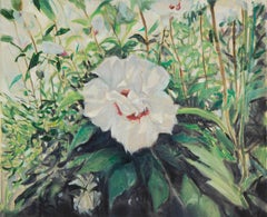 ZhenPeng Zhou Floral Original Oil On Canvas "White Hibiscus"