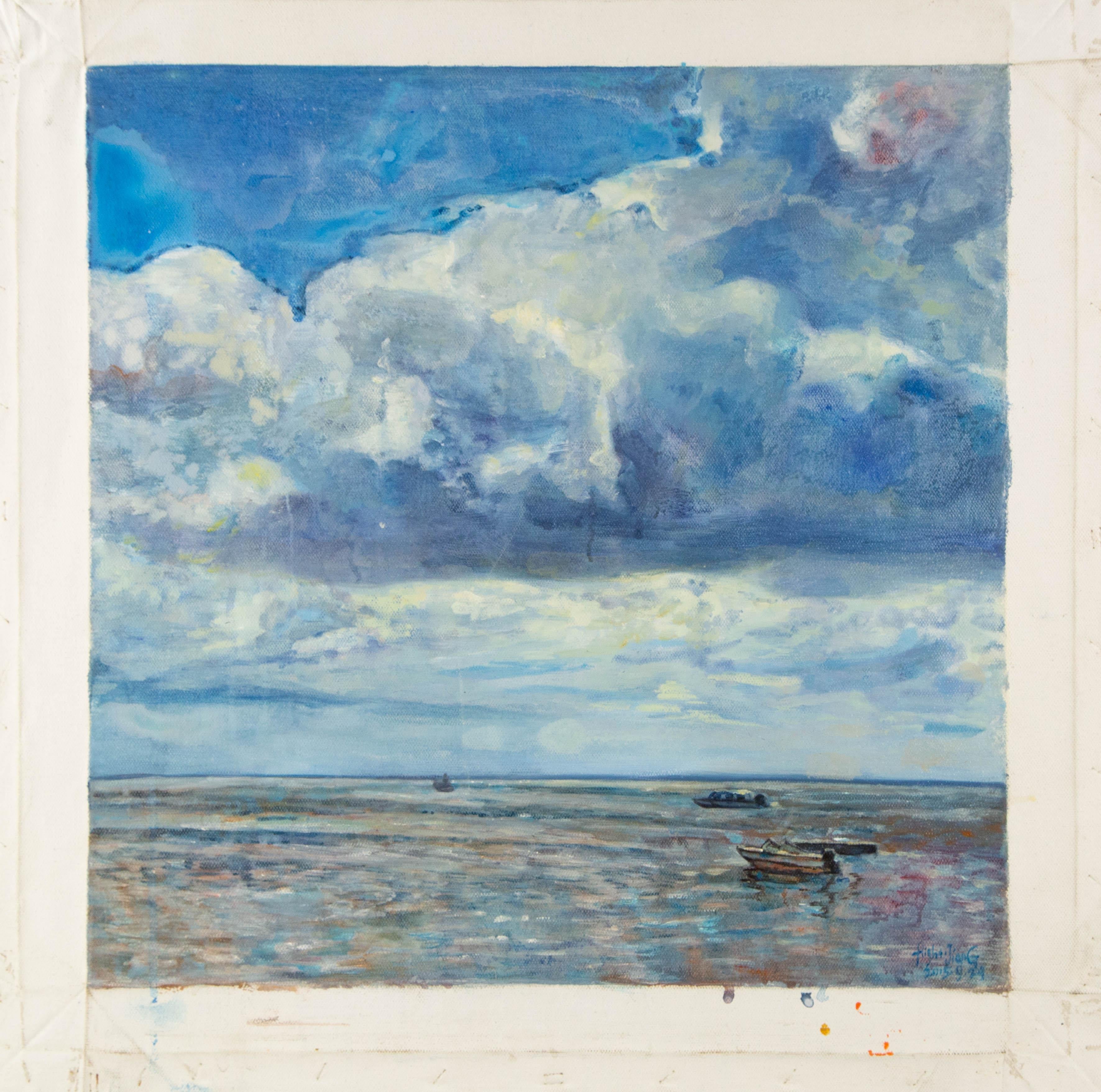 Zhenpeng Zhou Waterscape Original Oil On Canvas 