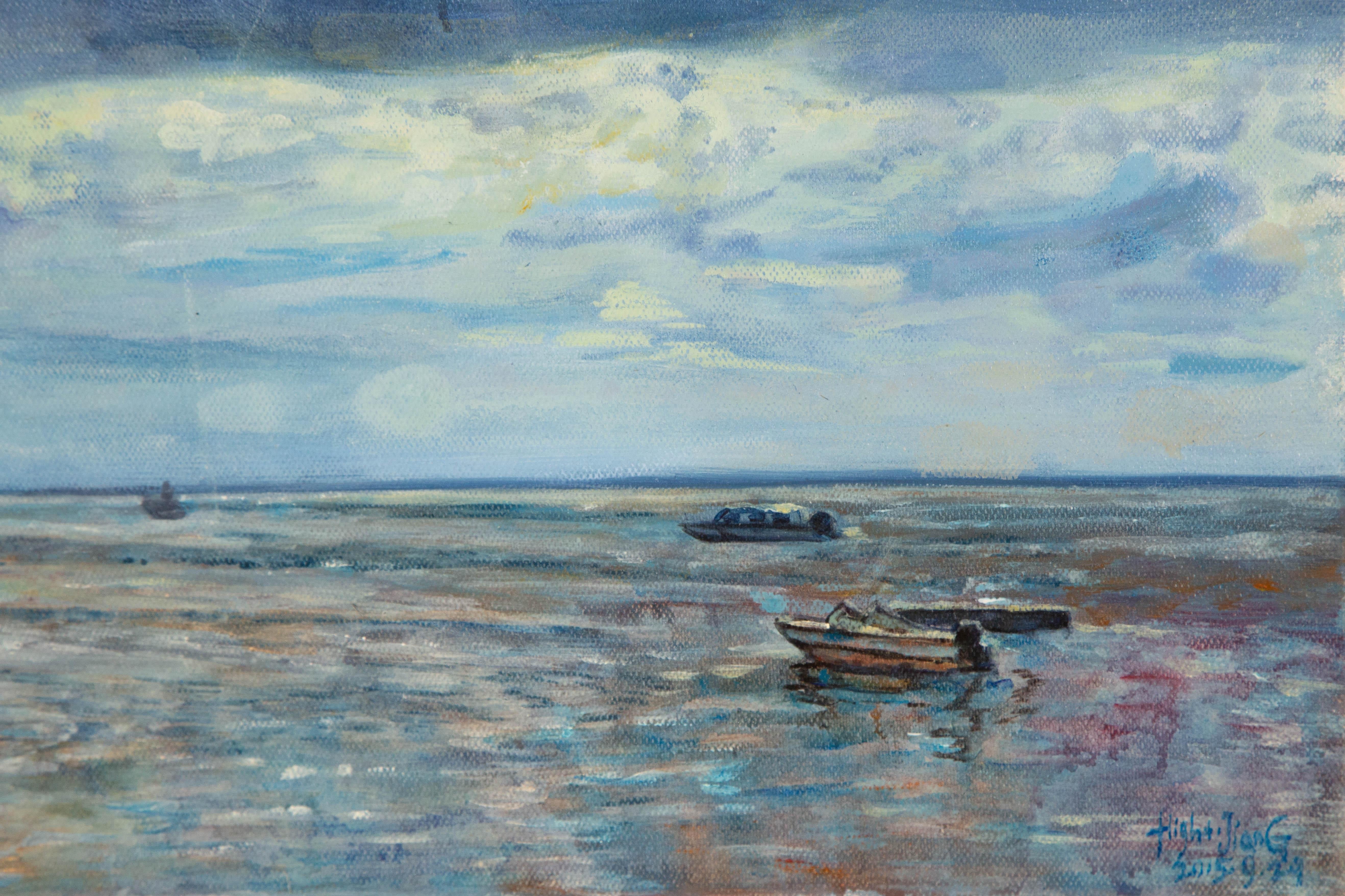 Zhenpeng Zhou Waterscape Original Oil On Canvas 