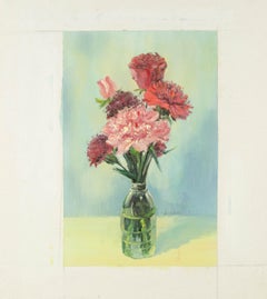Zhou Zhenpeng Floral Original Oil On Canvas "Carnation"