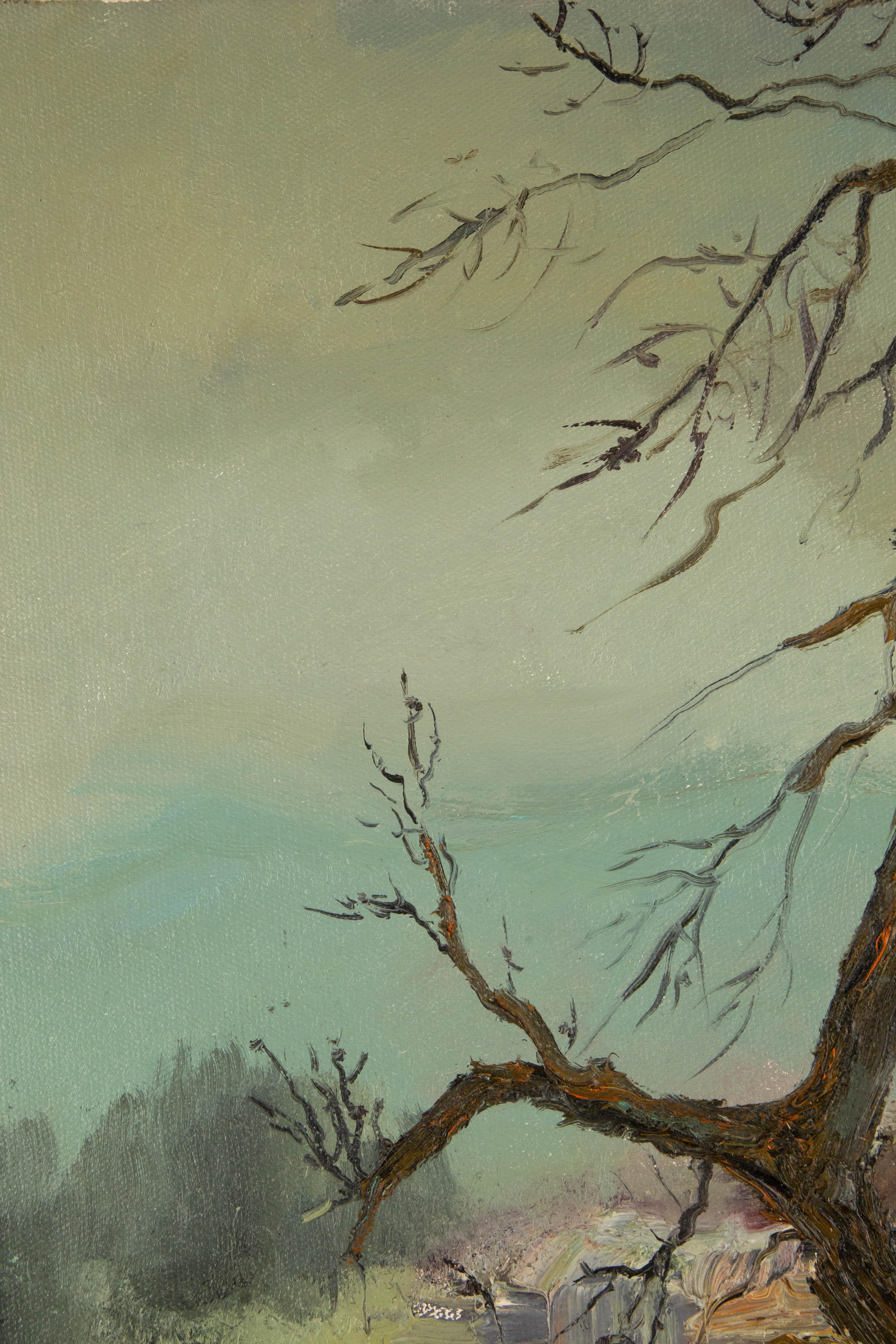 ZhenTain Sonnenlandschaft Original Ölgemälde auf Leinwand „Der alte Baum“ – Painting von ZhenTain Sun