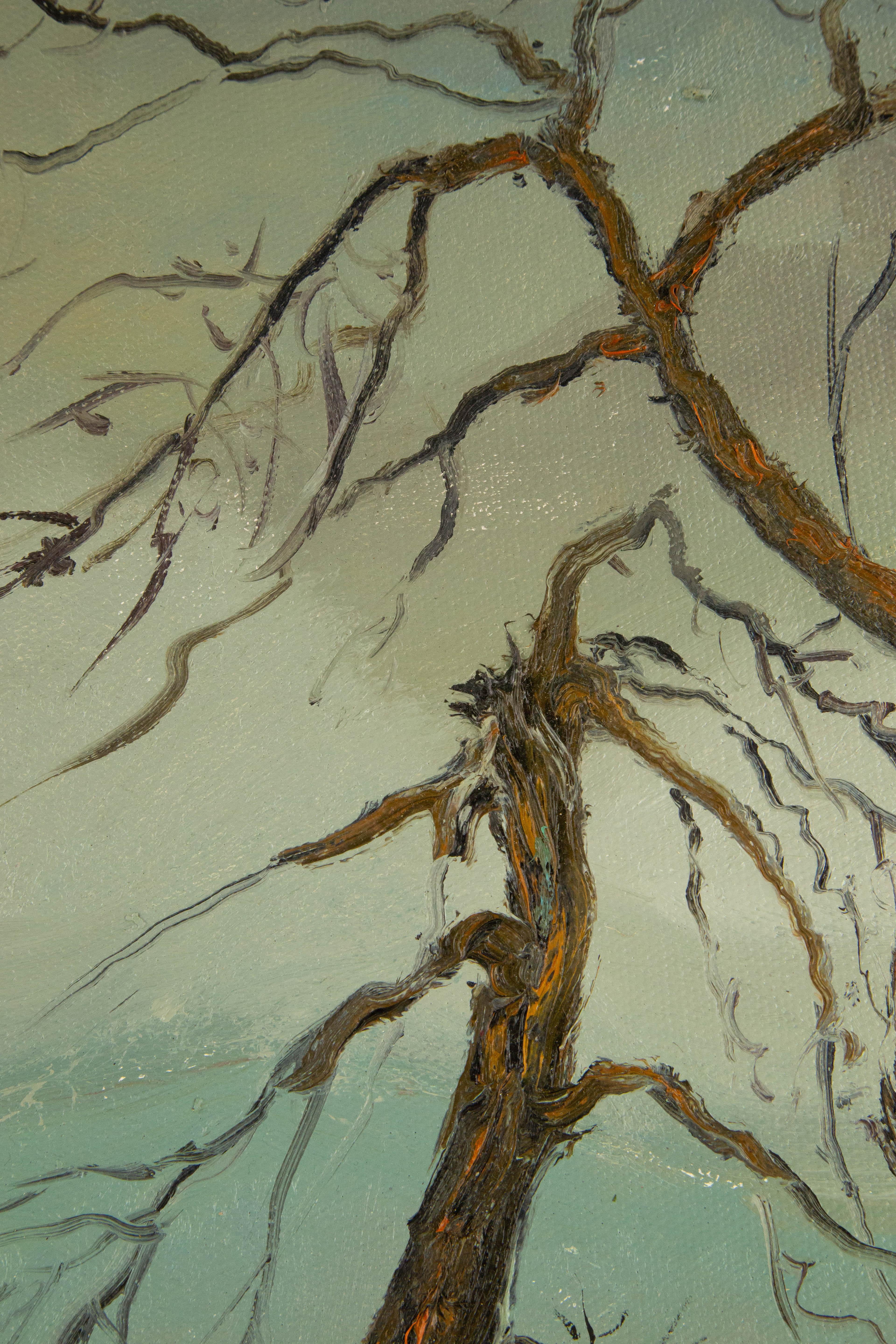 ZhenTain Sonnenlandschaft Original Ölgemälde auf Leinwand „Der alte Baum“ im Angebot 2
