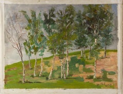 Zhentian Sun Landscape Original Oil On Canvas "White Birch on the Plain"
