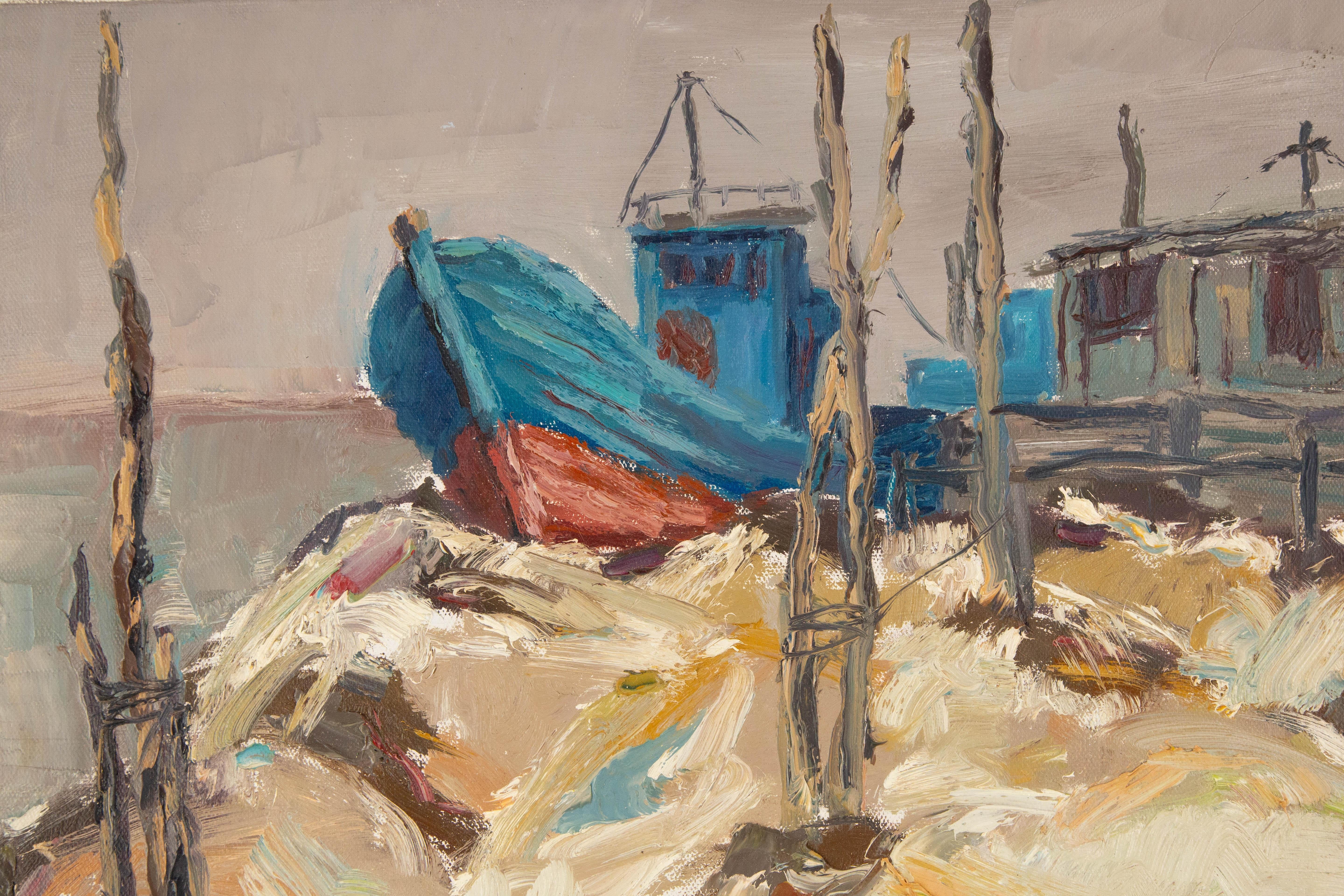 Aquarelle originale de ZhenTian Sun Harbor (Rest Harbor) - Painting de Zhentian Sun