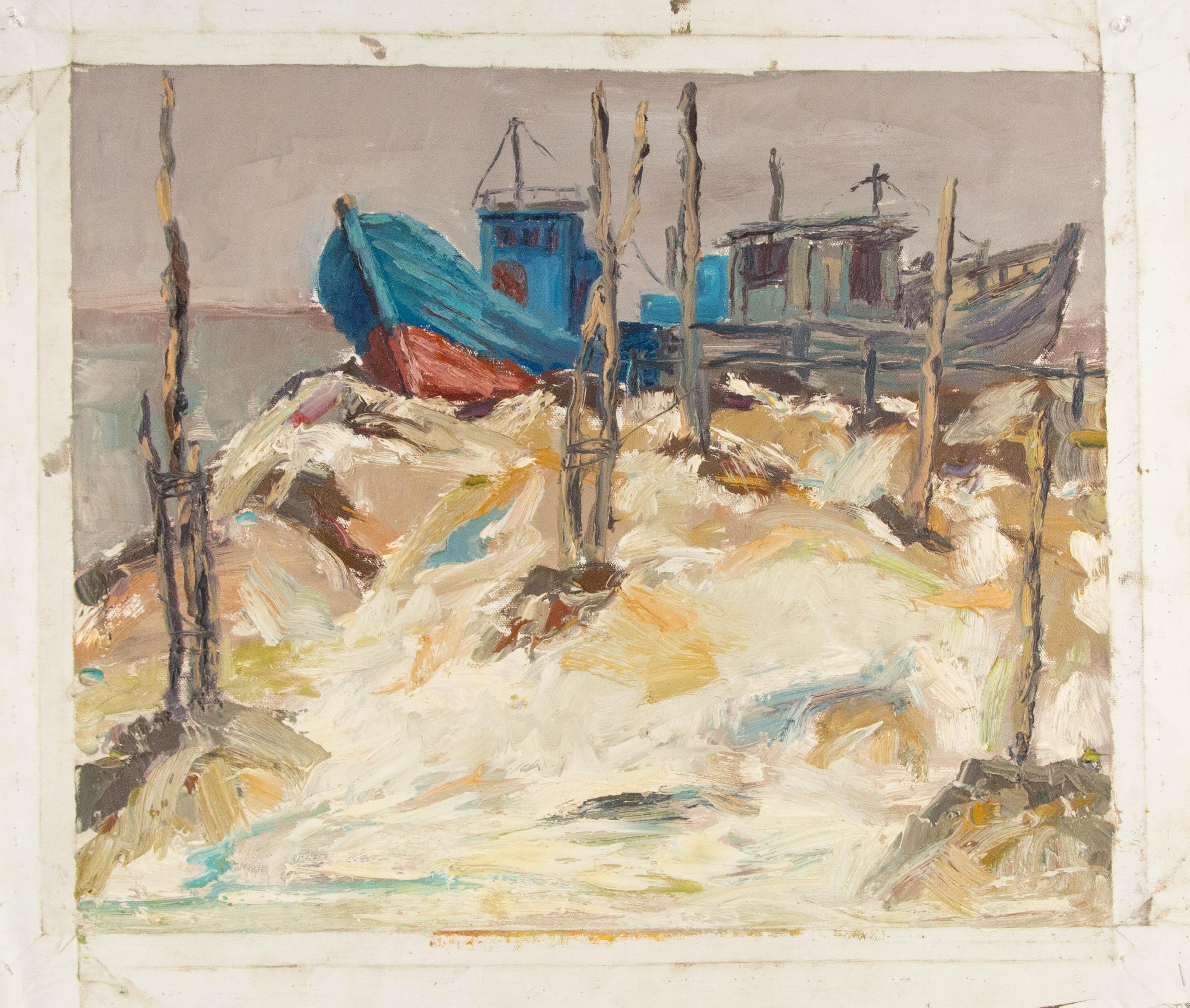 Aquarelle originale de ZhenTian Sun Harbor (Rest Harbor) en vente 4