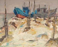 ZhenTian Sun Paisaje acuático Óleo original sobre lienzo "Puerto de descanso"