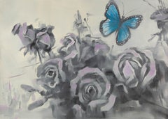 Zhenyan Zhao Contemporary Original Oil On Canvas "Blue Dream Butterfly"