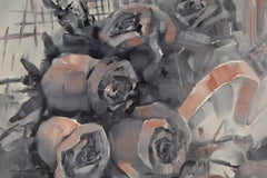 Zhenyan Zhao Contemporary Original Oil Painting "Flowers And Ribbons"