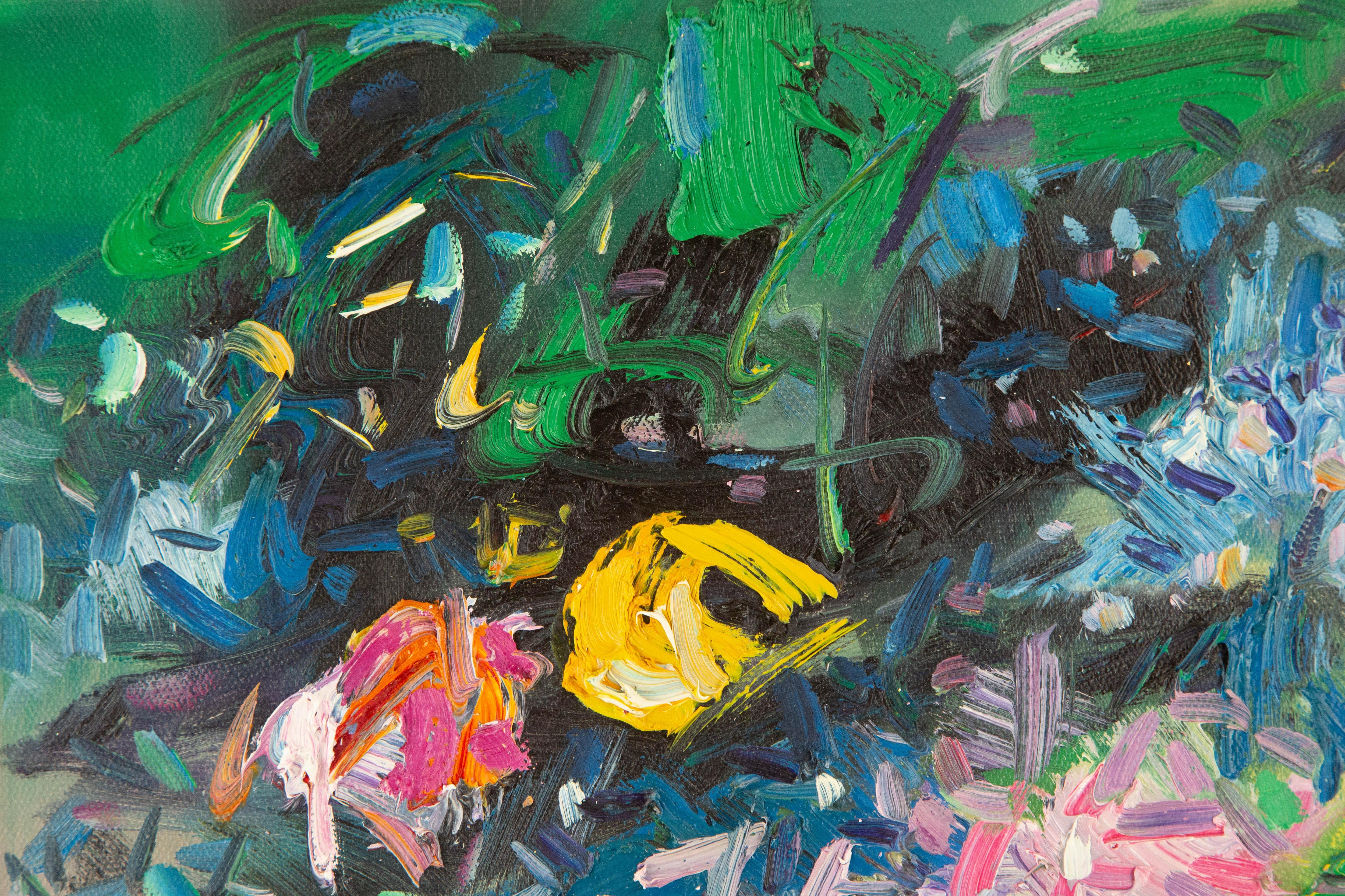 Zhenzhong Liu Floral Original Oil On Canvas 