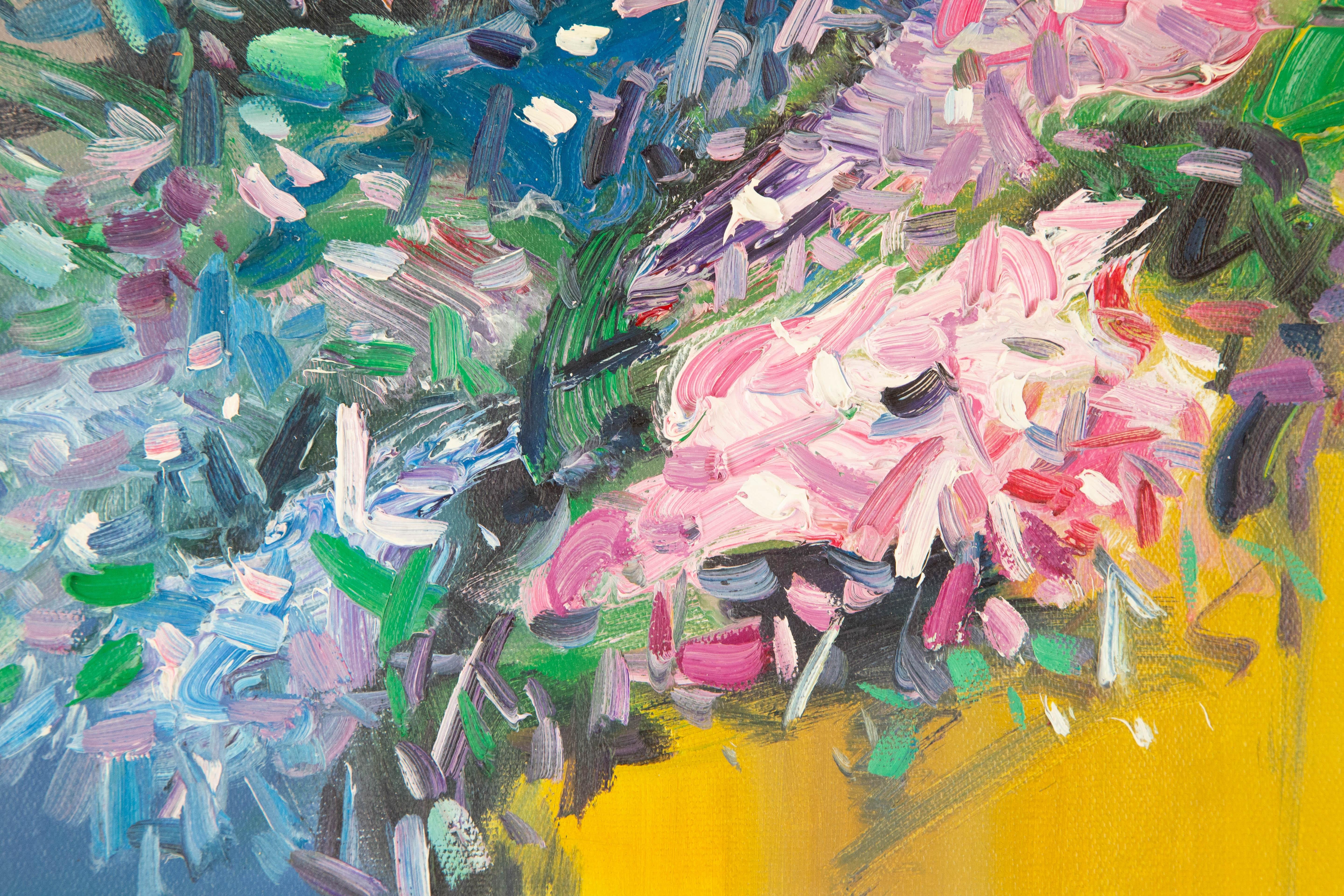 Zhenzhong Liu Floral Original Oil On Canvas 