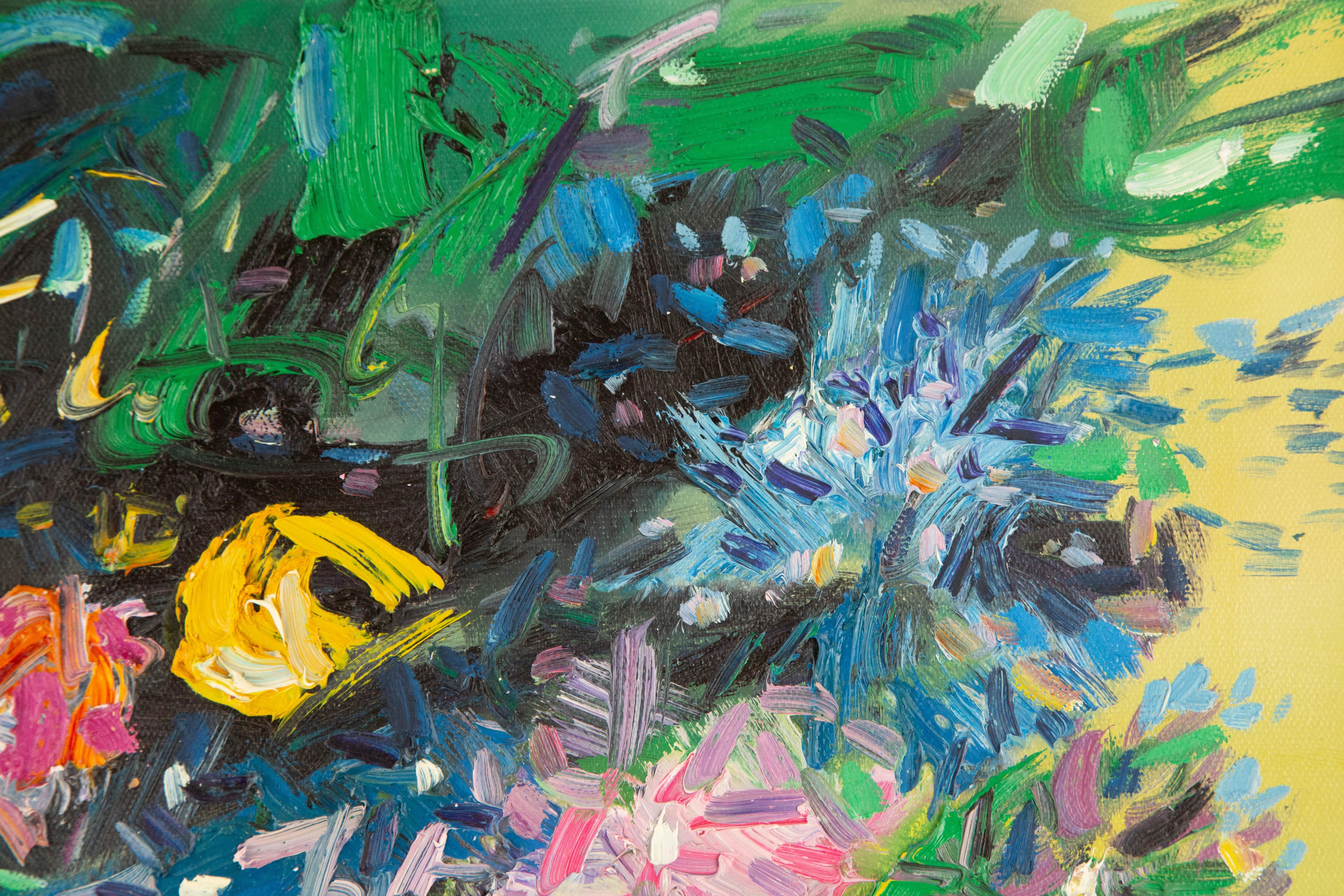 Zhenzhong Liu Floral Original Oil On Canvas 