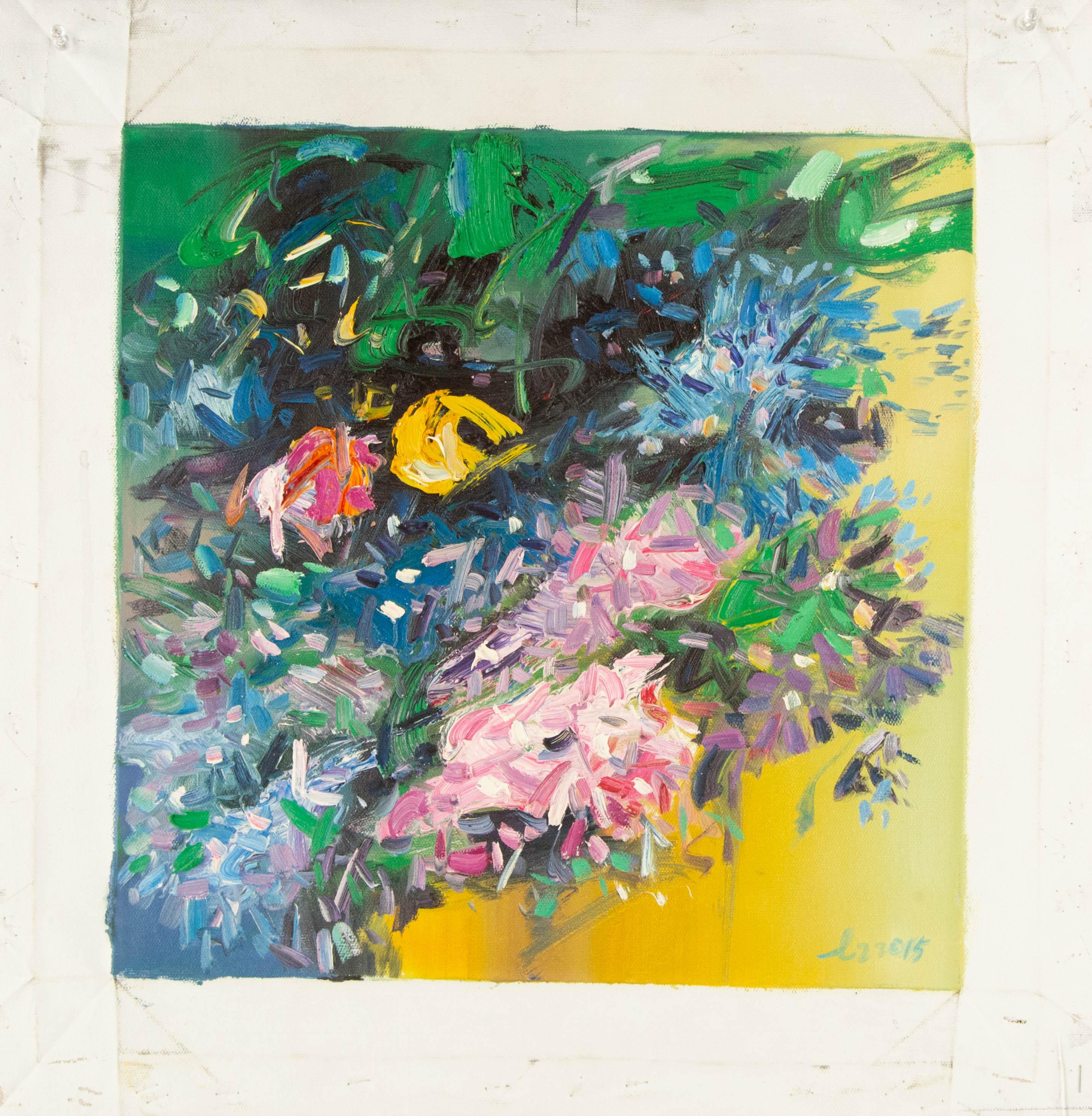 Zhenzhong Liu Floral Original Oil On Canvas 
