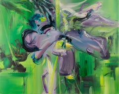 Zhenzhong Liu Olio originale floreale su tela "Greene & Greene".