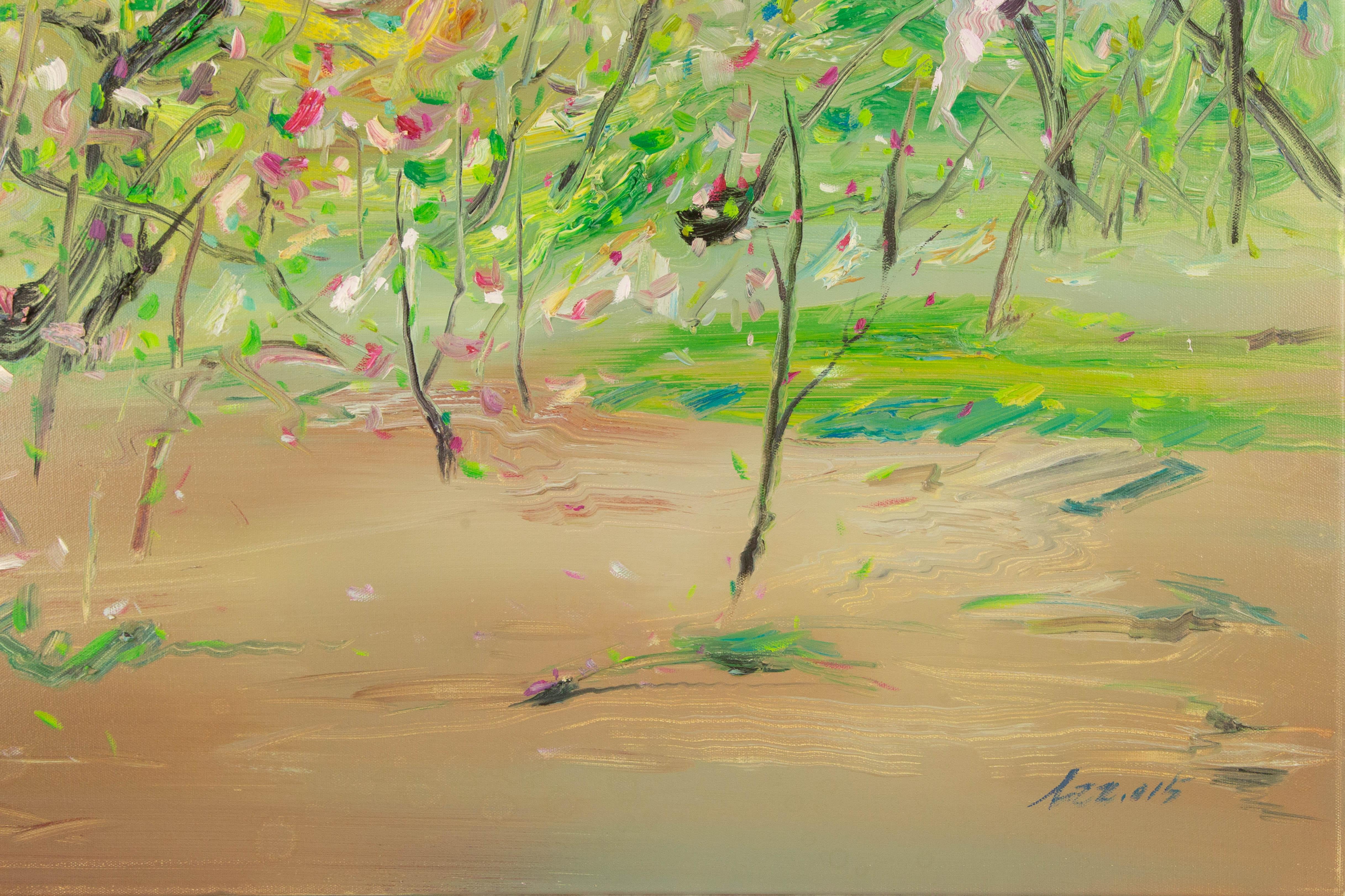 Zhenzhong Liu Floral Original Oil On Canvas 