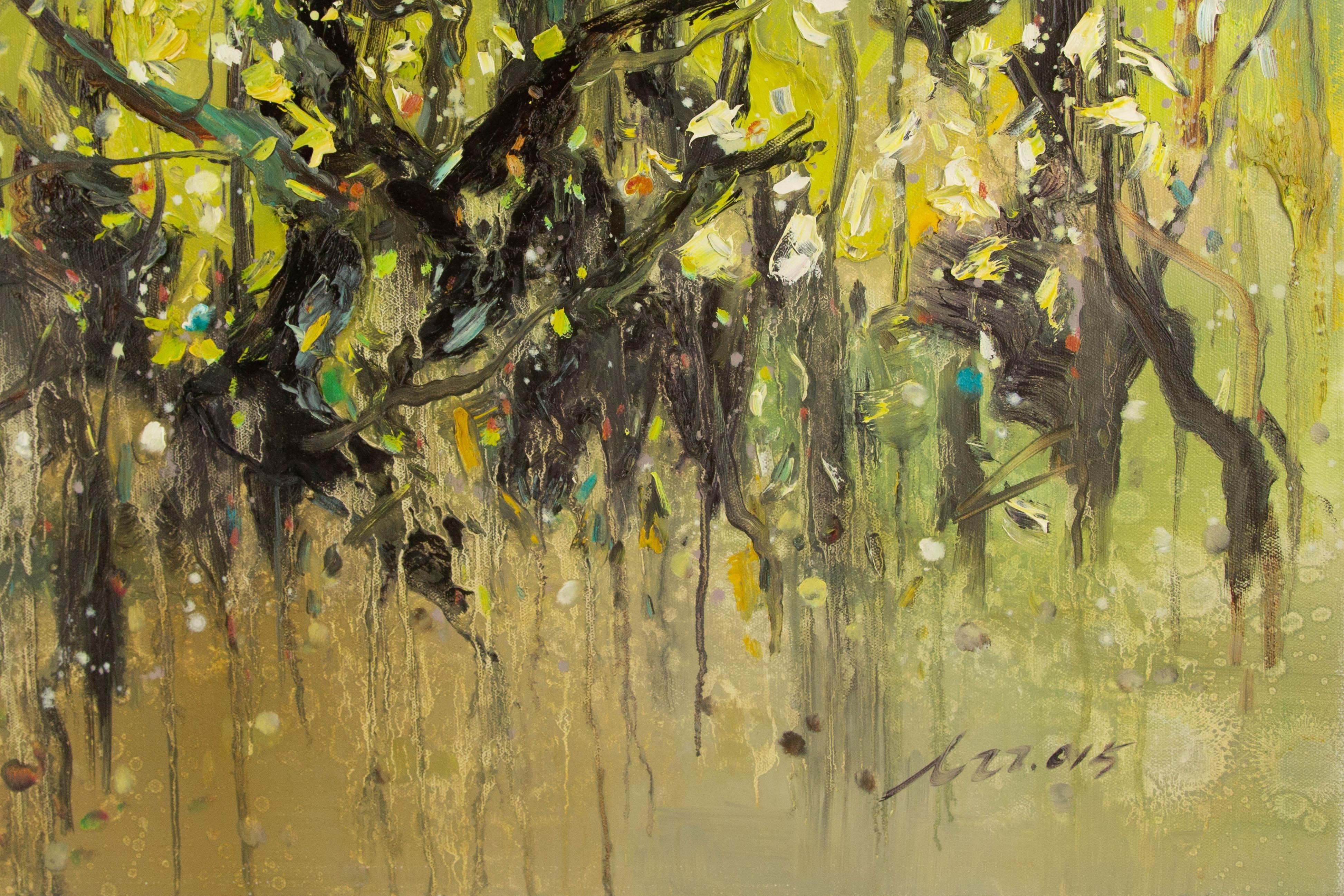 Zhenzhong Liu Floral Original Oil On Canvas 