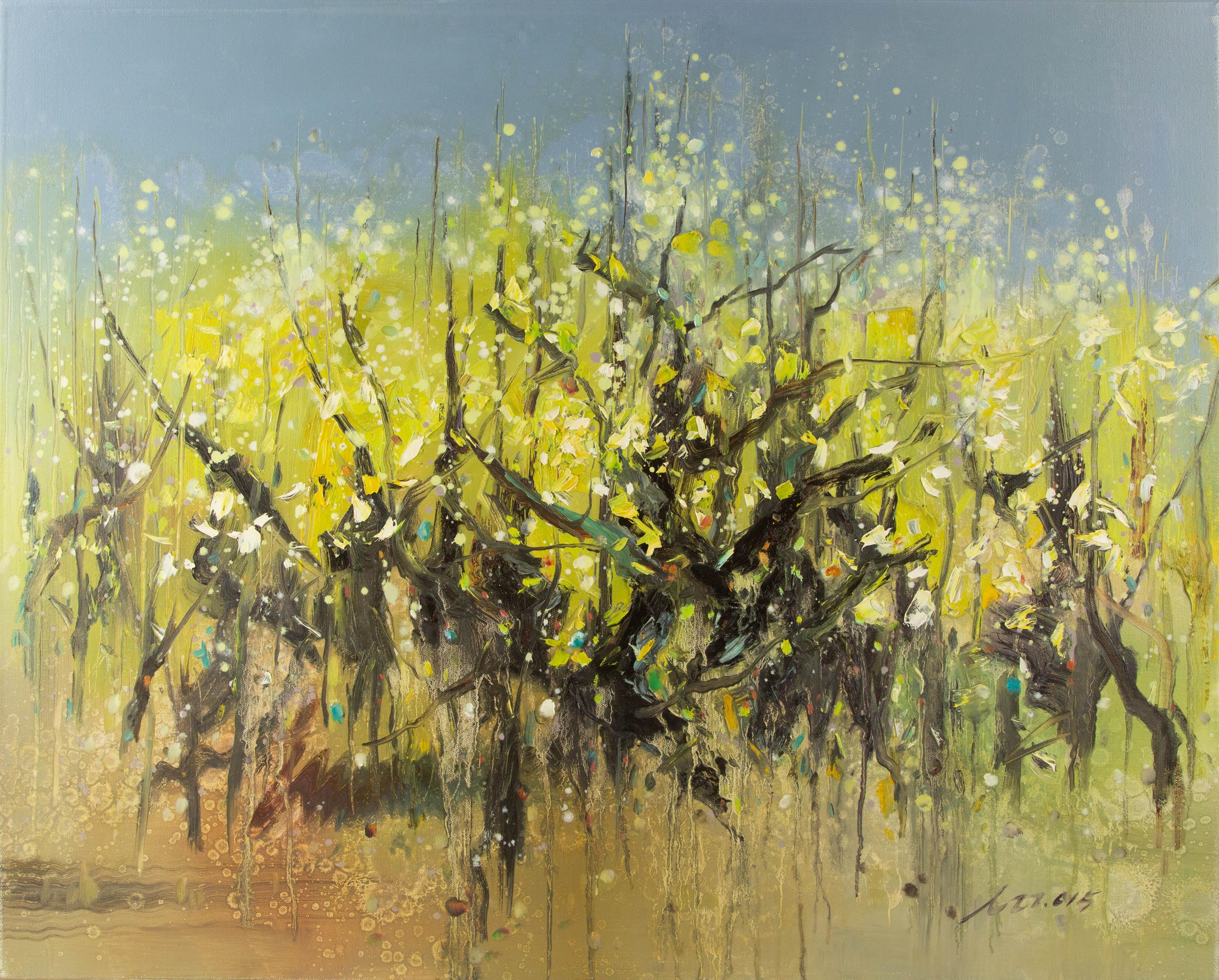  Titre : Fleurs de poirier
 Médium : Huile sur toile
 Taille : 31.25 x 39.25 pouces
 Cadre : Options d'encadrement disponibles !
 Condit : Le tableau semble être en bon état.
 
 Année : 2015
 Artiste : Zhenzhong Liu
 Signature : Signé
 Emplacement