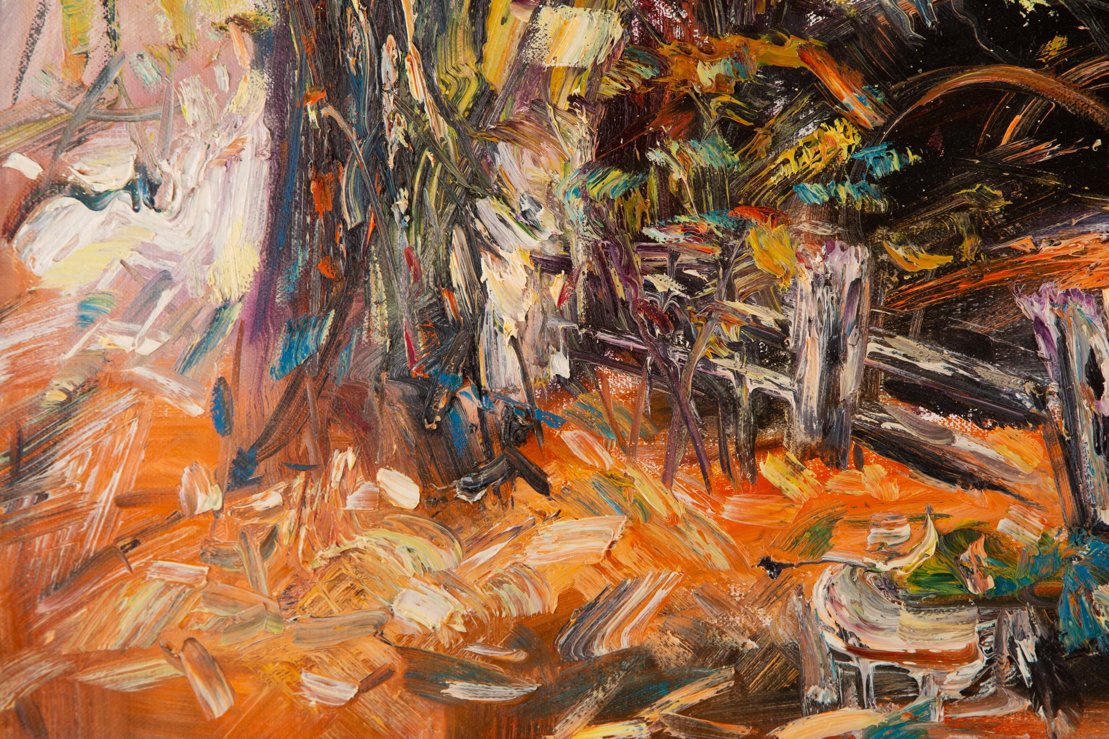 ZhenZhong Liu Landschaft, Original-Ölgemälde „Herbsttag“ (Braun), Landscape Painting, von Zhenzhong Liu
