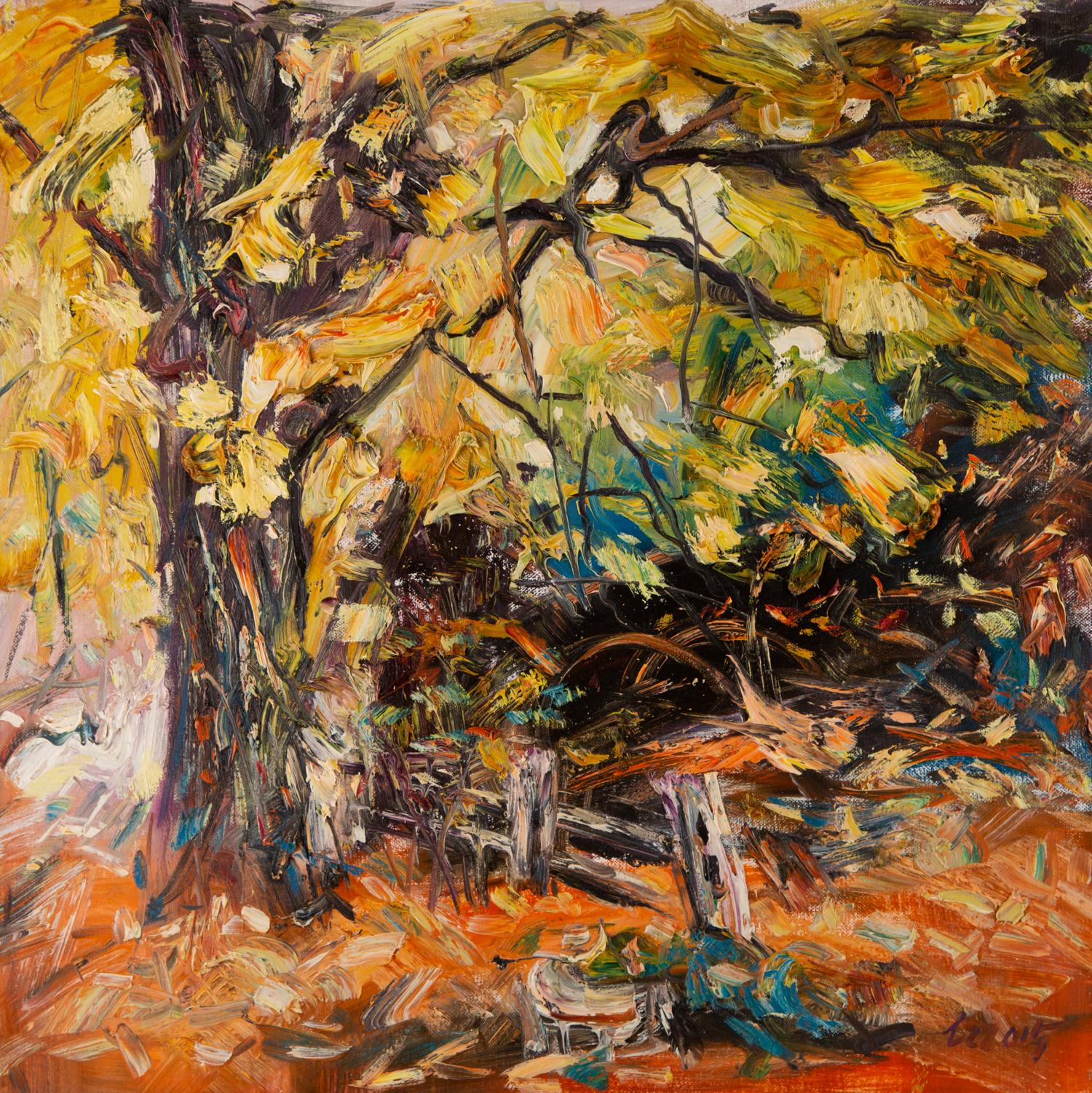 Zhenzhong Liu Landscape Painting - ZhenZhong Liu Landscape Original Oil Painting "Autumn Day"