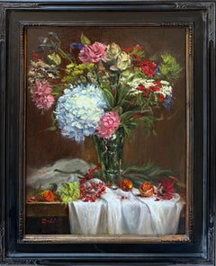 “Floral in Glass with Chinese Lantern”