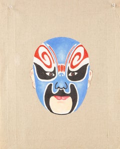 Zhifei Lin Contemporary Original Oil On Canvas "Peking Opera - Blue 2"