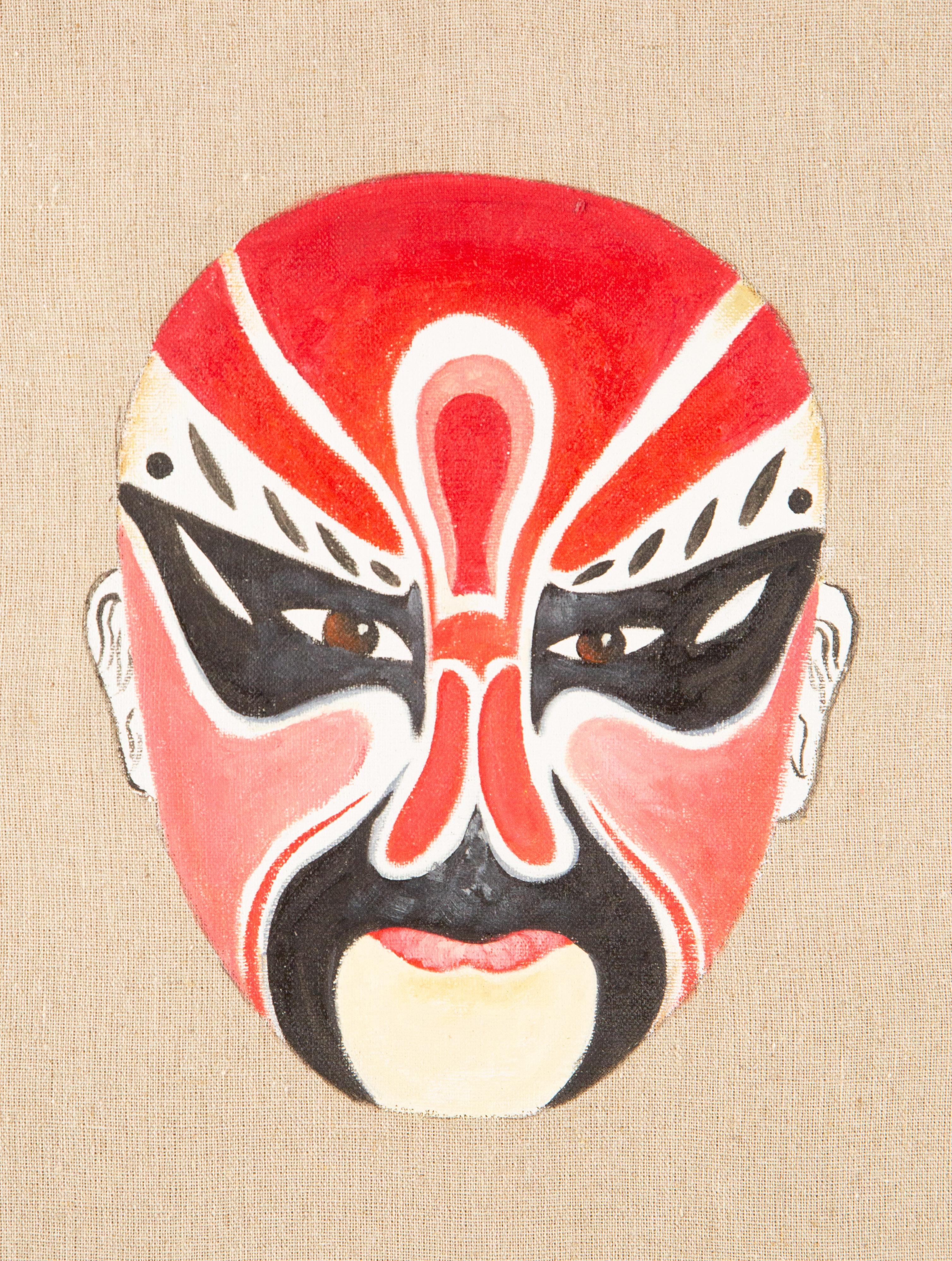 Zhifei Lin Contemporary Original Oil On Canvas "Peking Opera - Red"
